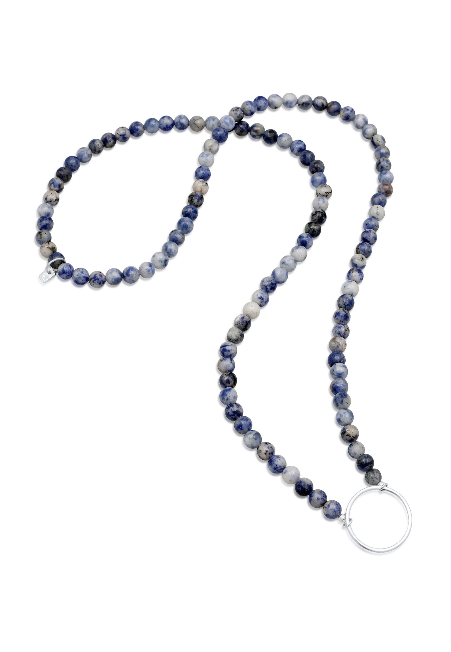 Kuzzoi Silberkette »Schmuckzubehör Achat Edelstein Perlen Blau Charm Carrier 925 Sterling Silber«