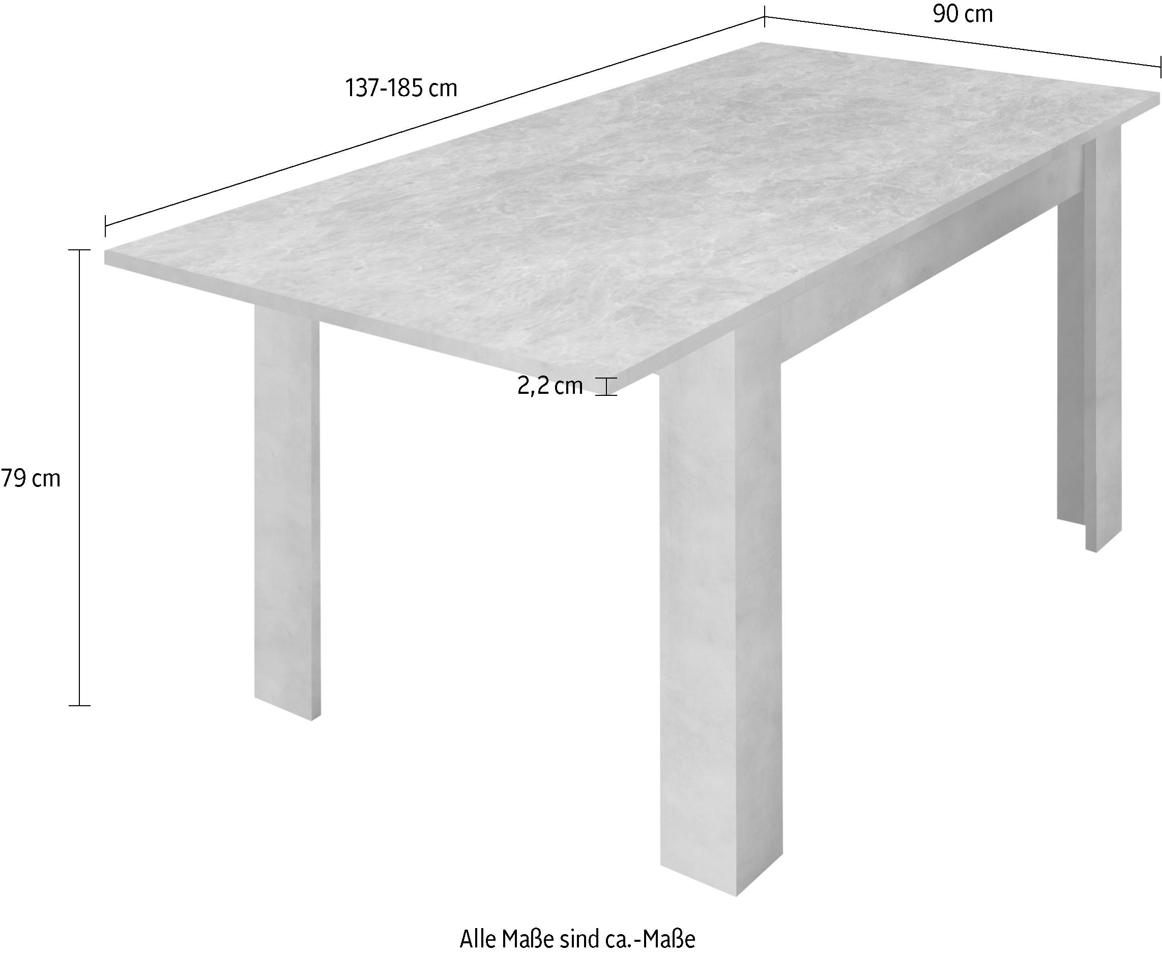 Home affaire Esstisch »Urbino« Breite 137 mit Ansteckplatte
