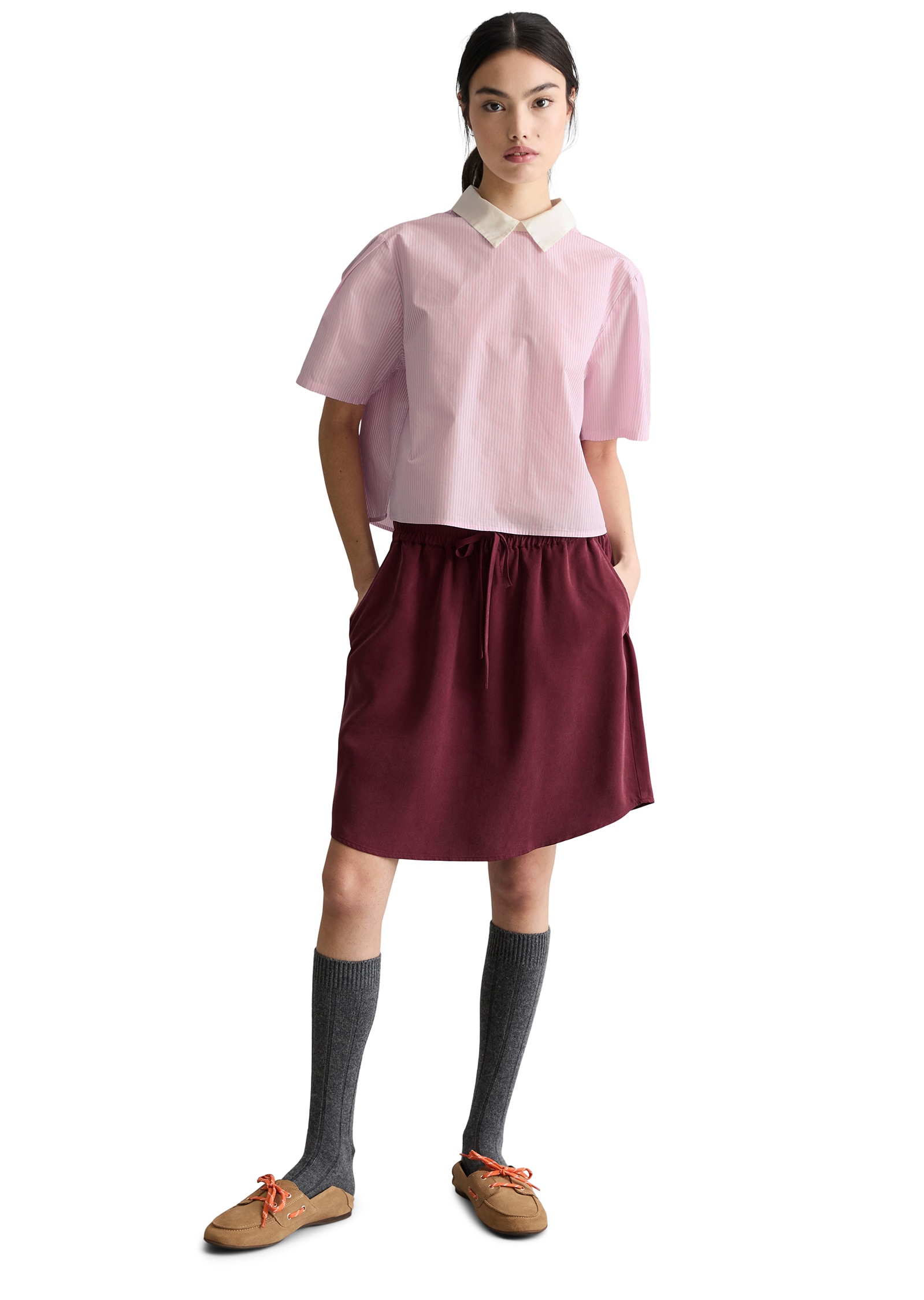 Marc O'Polo DENIM Kurzarmbluse relaxed aus Papertouch Popeline