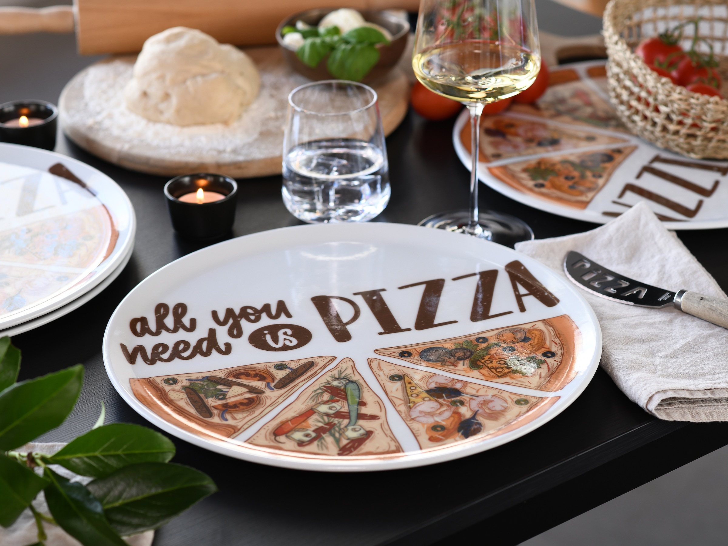 CreaTable Pizzateller »Europa All You Need, Pizzateller 33 cm 6-tlg« Teller Set, Pizzamotiv, Europäische Qualität