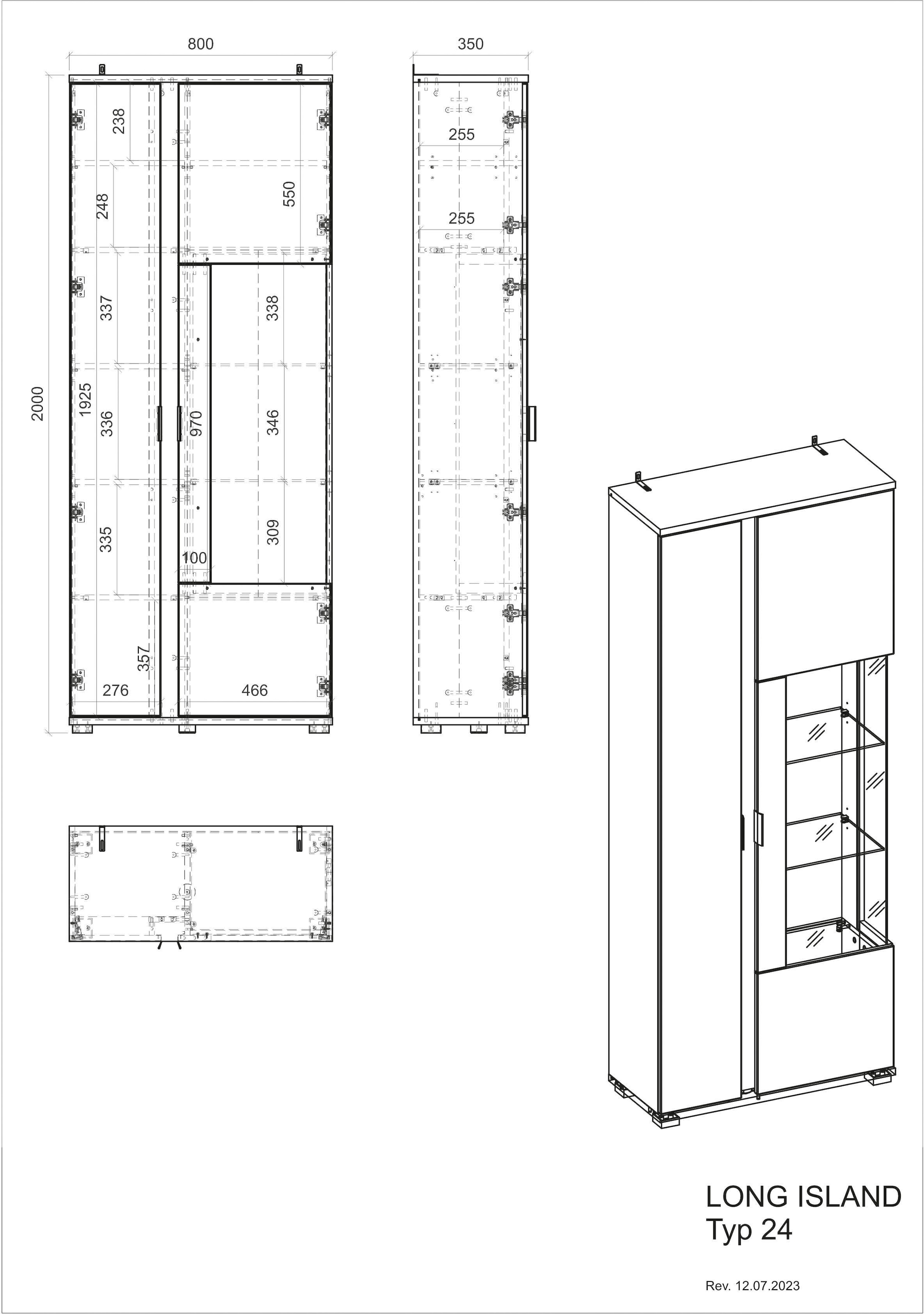 INOSIGN Vitrine »LONG ISLAND, Stauraumvitrine«, (1 St.), in moderner Trendfarbe,inklusive senkrechter Beleuchtung,Breite 80 cm