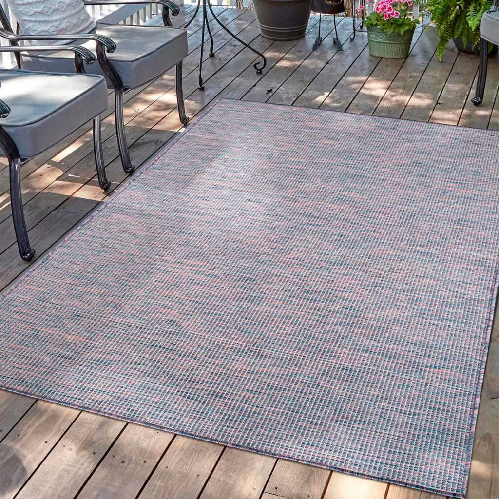 Carpet City Teppich »Palm«, Terrasse, & Wetterfest rechteckig, für gewebt flach Balkon, Küche, UV-beständig