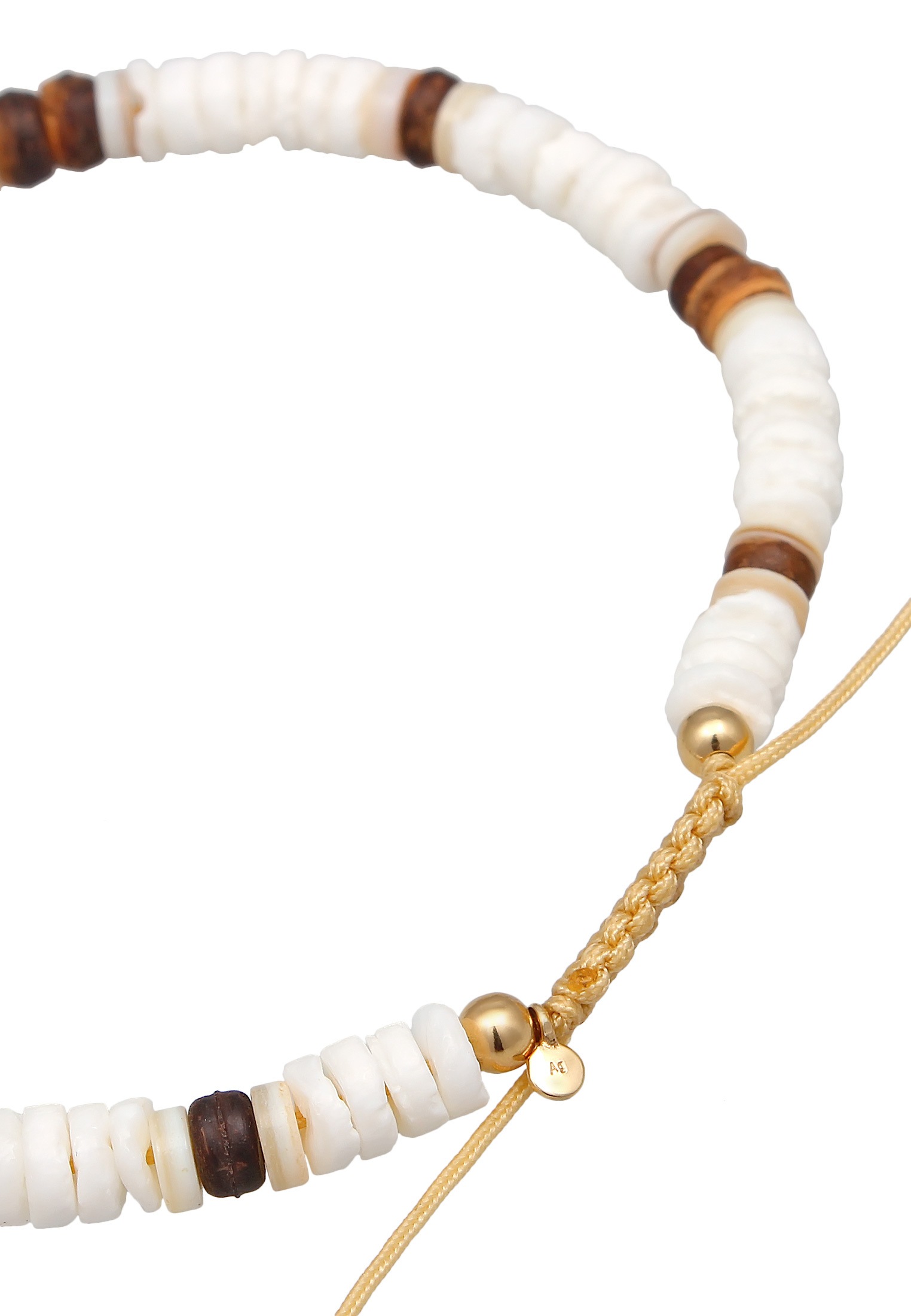 Elli Fußkette »Fußschmuck Muschel Kokosnuss Holz Perlen 925 Silber«