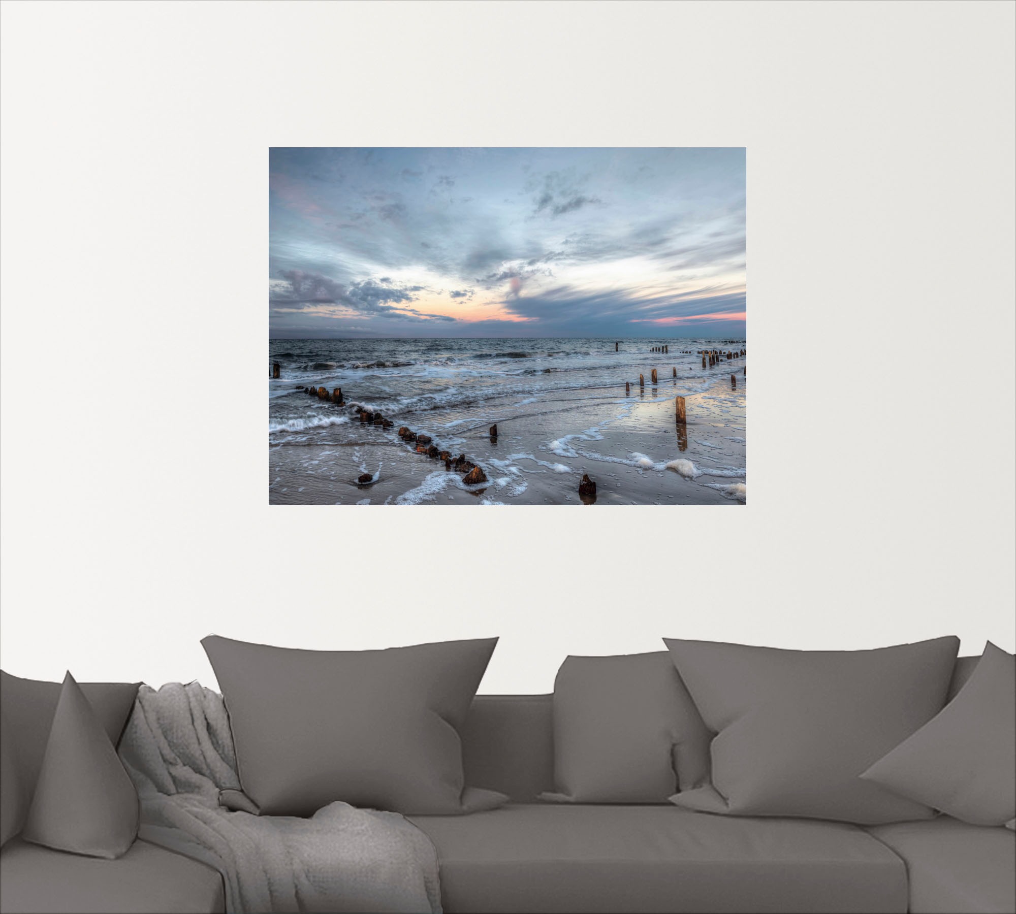 Artland Wandbild »Winter Sonnenuntergang am Meer«, Gewässer, (1 St.), als Leinwandbild, Poster, Wandaufkleber in verschied. Größen