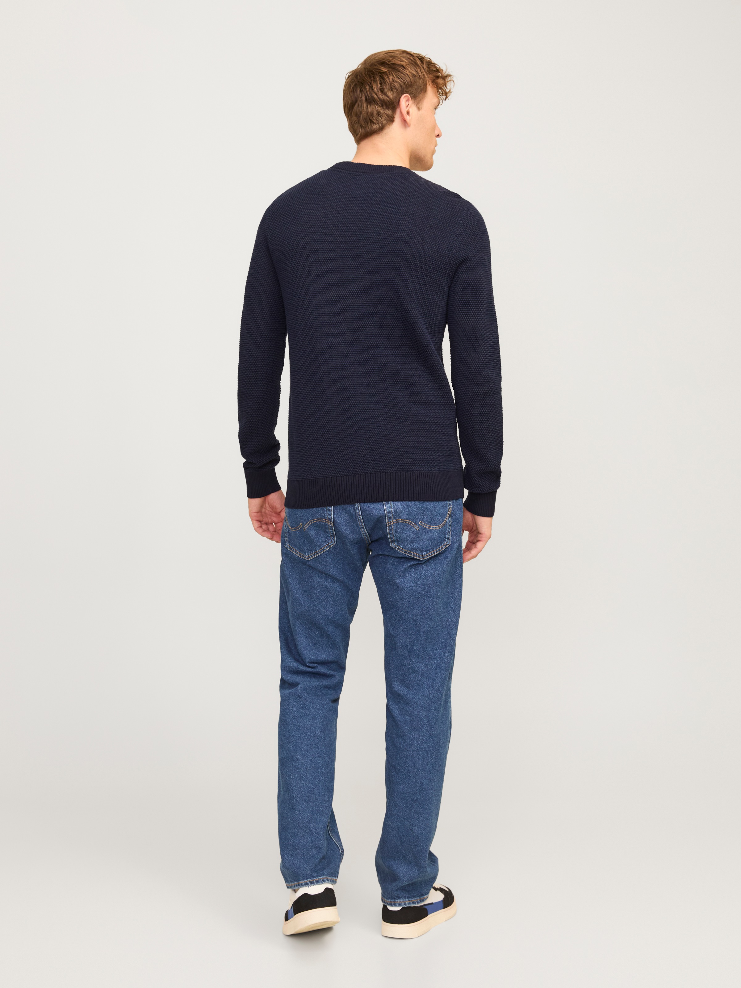 Jack & Jones Rundhalspullover »JJEGLOBE KNIT CREW NECK NOOS«, in Strick Optik