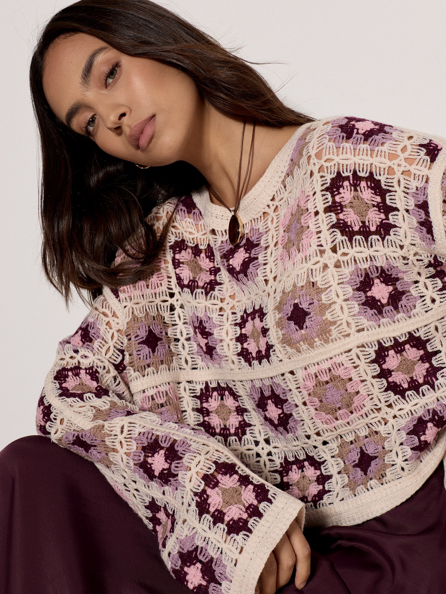 Apricot Strickpullover »Häkelpullover« 1 Stk. mit quadratischem Muster