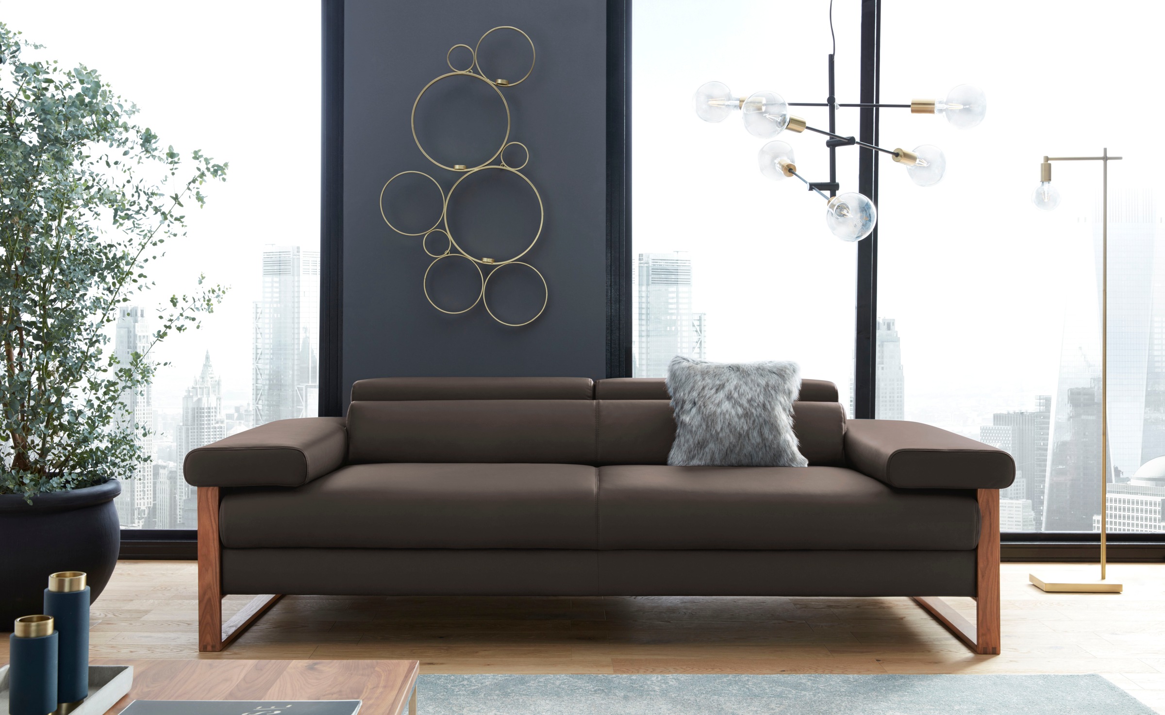 W.SCHILLIG 2,5-Sitzer »finn«, German Design Award 2016, Fußgestell Nussbaum natur, Breite 230 cm
