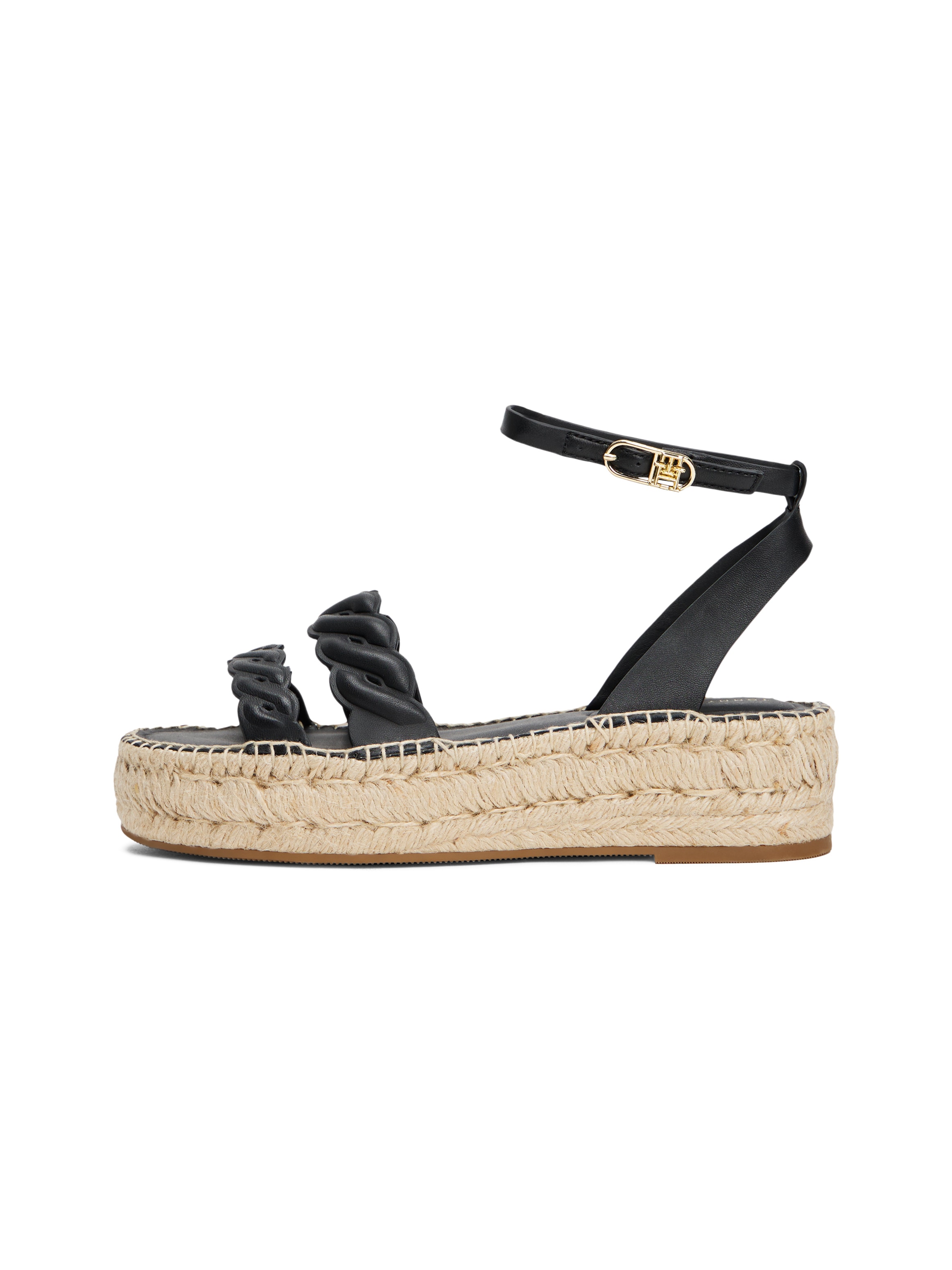 Tommy Hilfiger Keilsandalette »LEATHER ROPE REAL ESPAD SANDAL«  , Plateau, Sommerschuh, Riemchensandale mit verstellbarer Schnalle