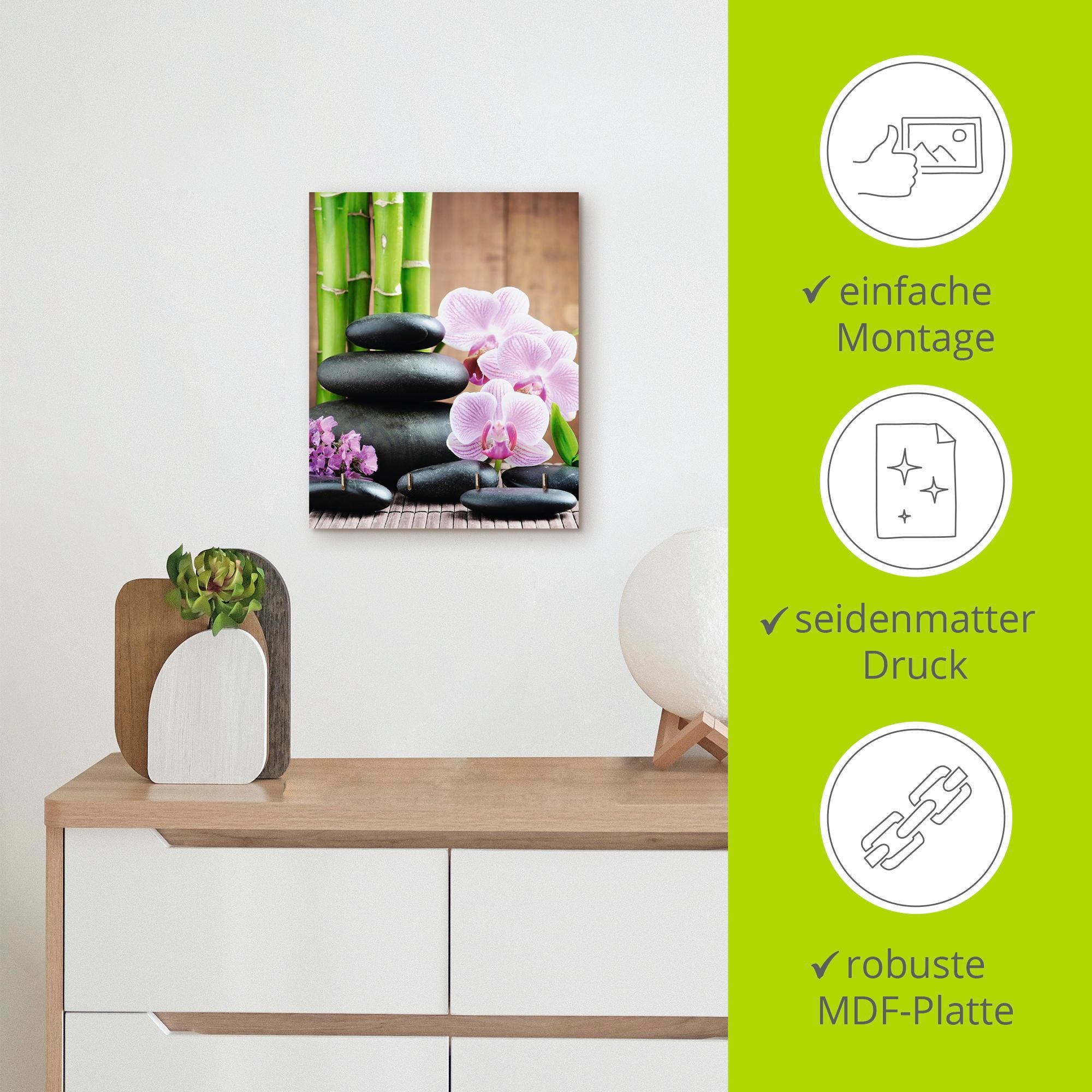 Artland Hakenleiste »Spa Konzept Zen Steinen Orchideen«, MDF