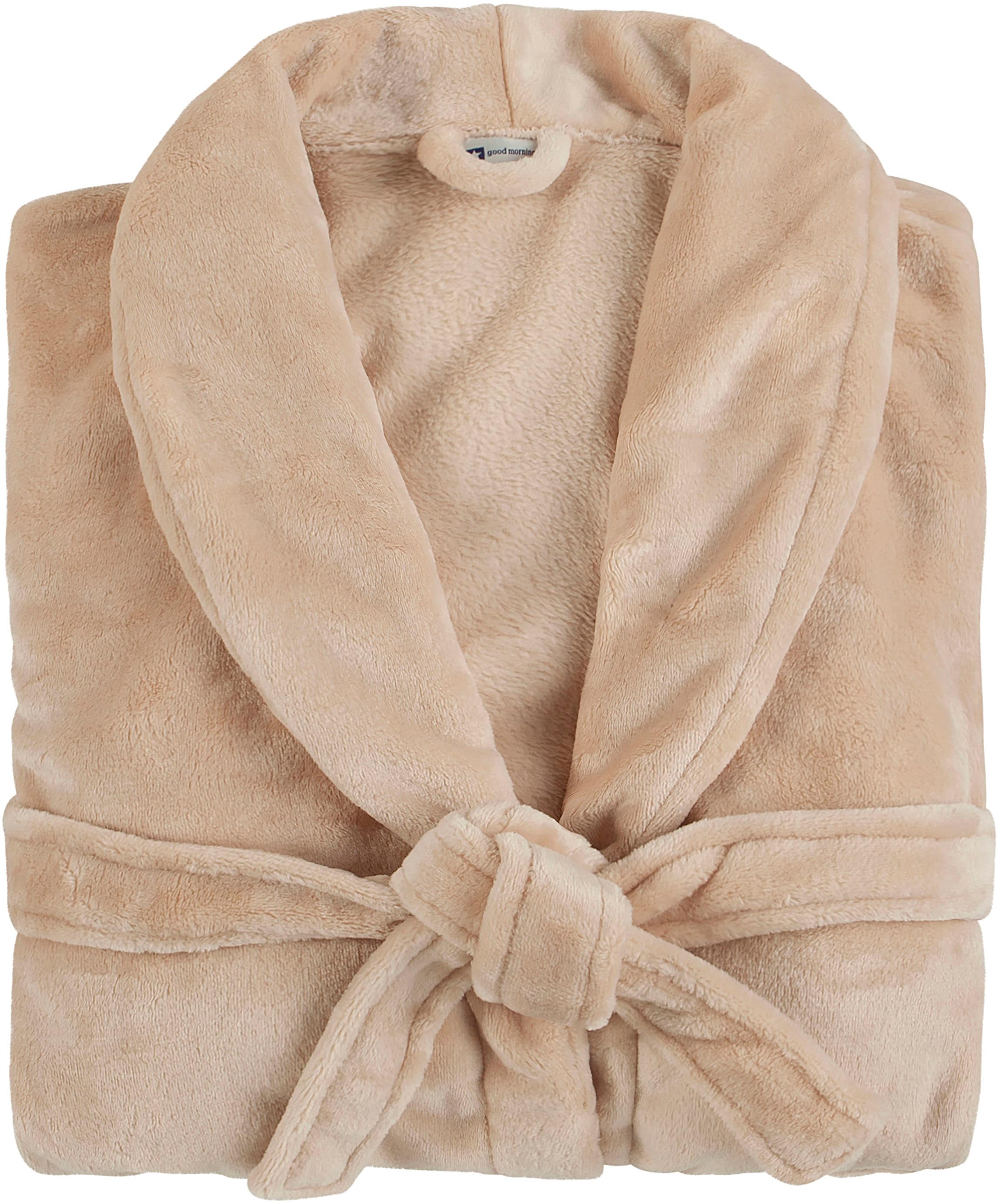 good morning Bademantel »Good morning Bathrobe uni«, (Packung, 1 St., 1x Bademantel), Schalkragen, Gürtel, Taschen, Damen & Herren, Velours, Glanz