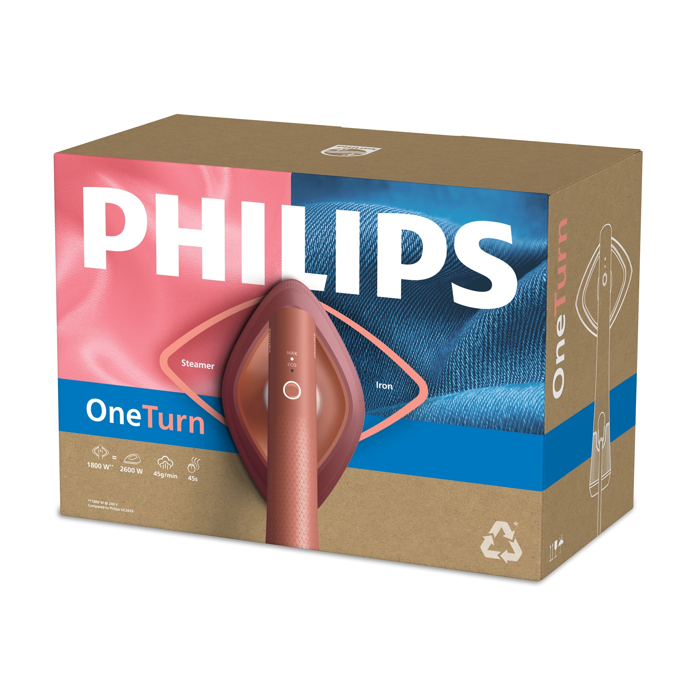 Philips Dampfbügeleisen »GC213/50 OneTurn 2-in-1 Bügeleisen & Steamer, StyleMat & Dock inkl.« 1800 W 1800 W, SteamGlide Plus, 200ml Wasserbehälter und 90 g Dampfstoß