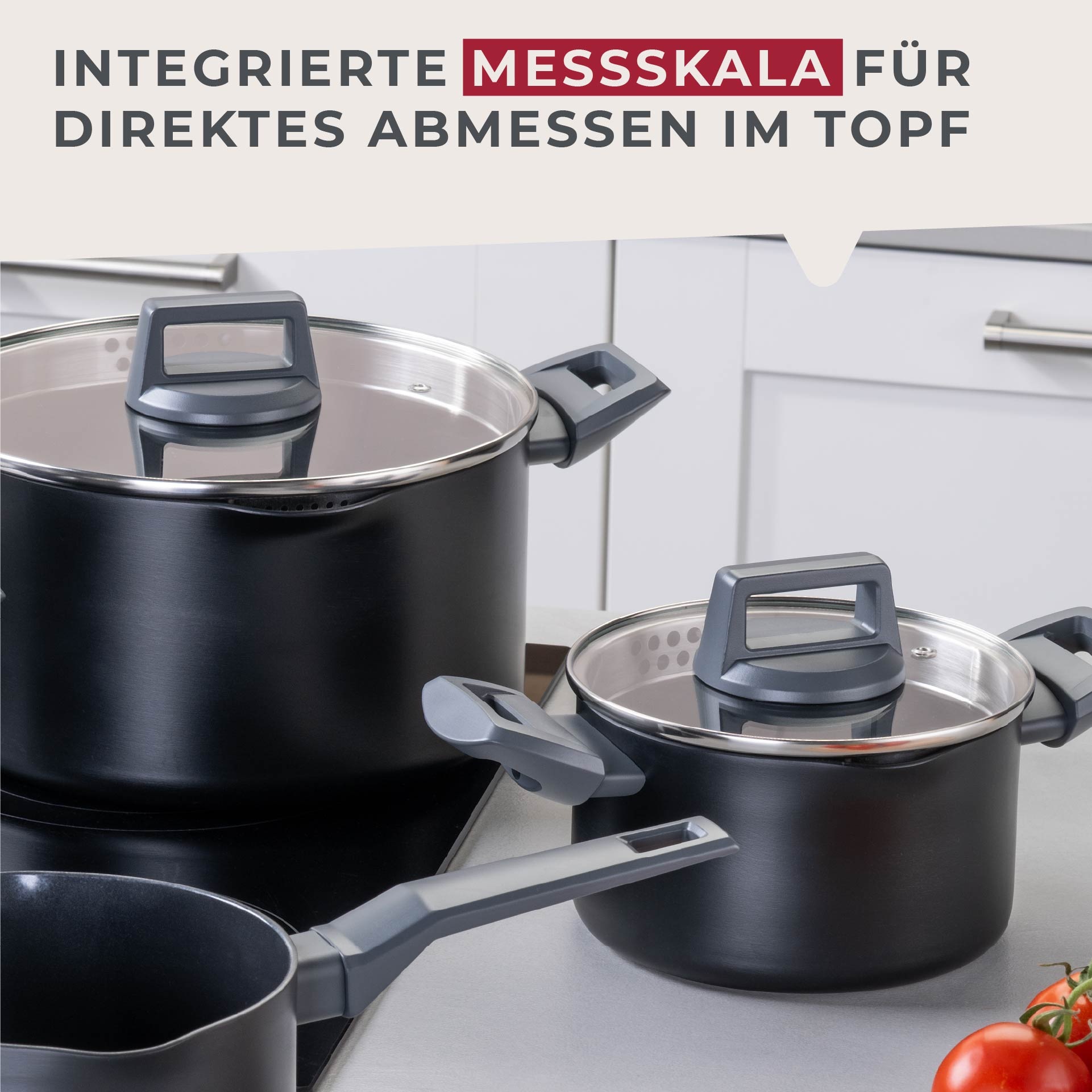 FACKELMANN Topf-Set »Statement«, Aluminium, (Set, 7 tlg.), Deckel mit Abgießfunktion