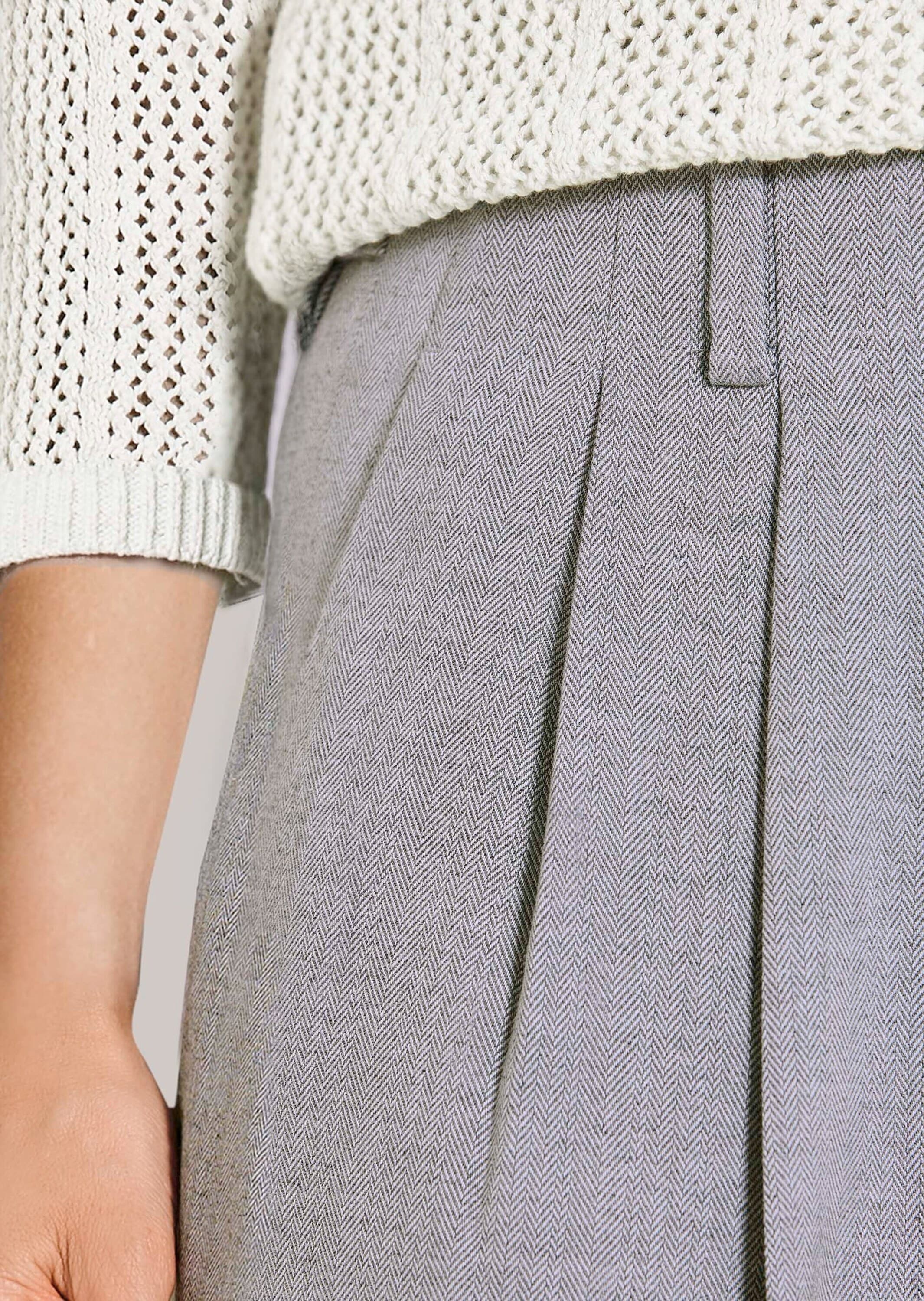 MADELEINE Stoffhose »Bundfaltenhose Fischgrathose mit weitem Schnitt«  Dezente Struktur