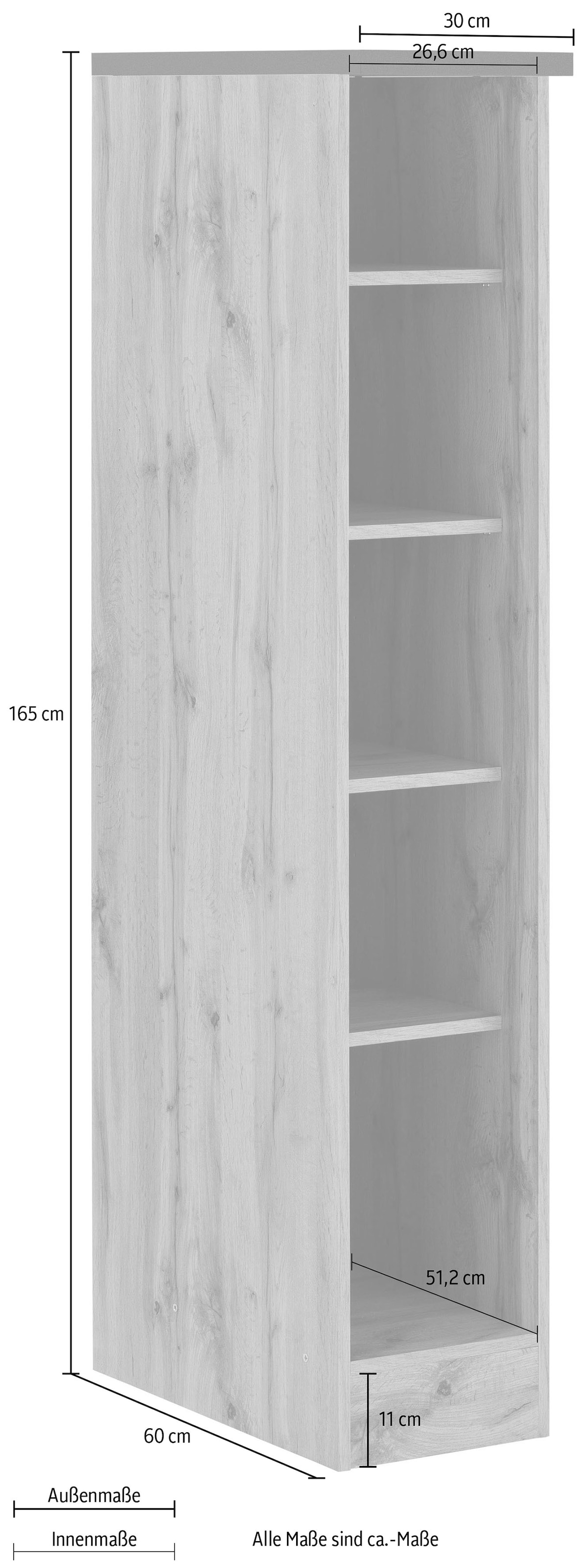 HELD MÖBEL Küchenregal »Colmar«, 30 cm breit, 165 cm hoch, 4 verstellbare  Einlegeböden, viel Stauraum online kaufen | mit 3 Jahren XXL Garantie