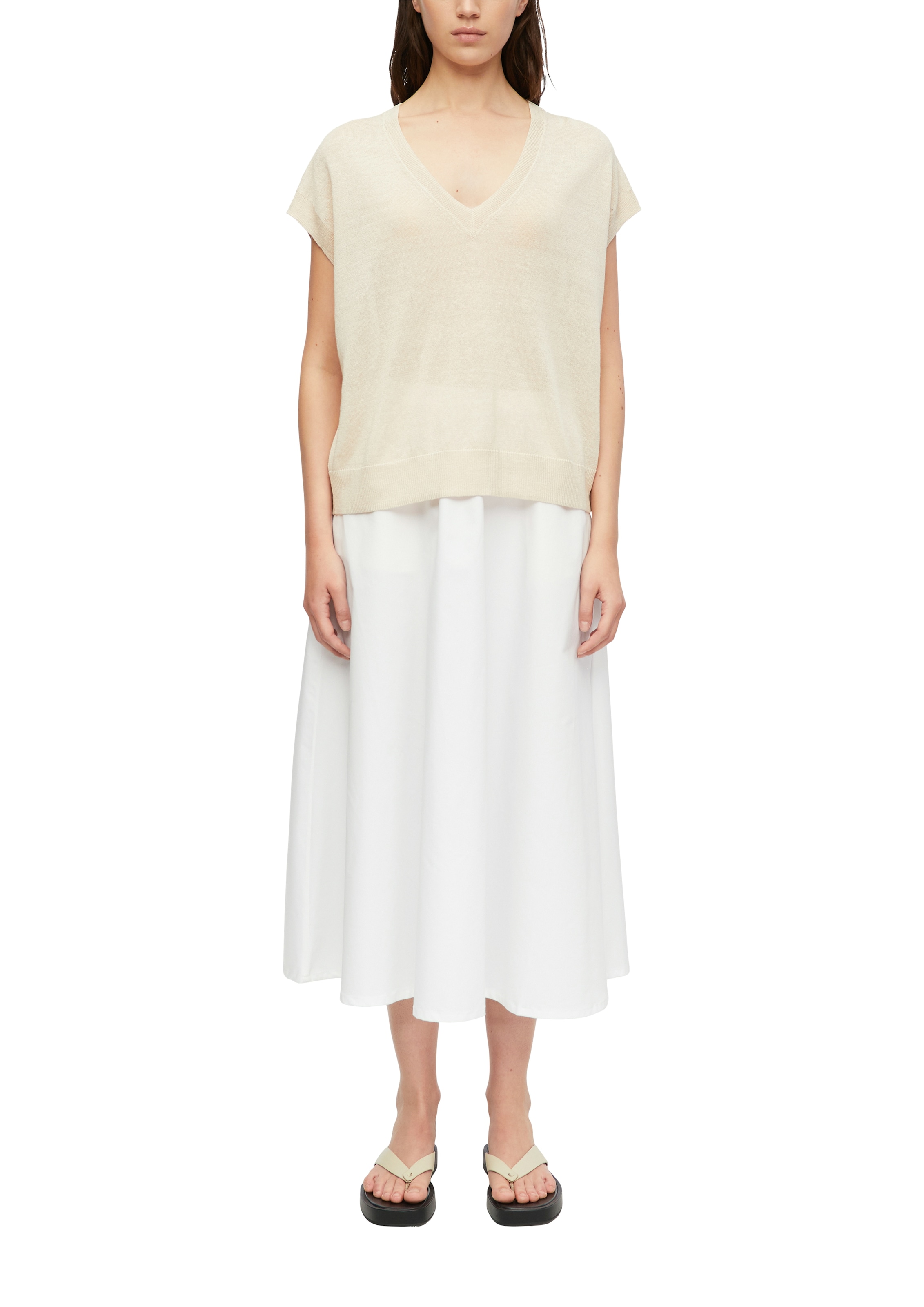 Comma Pullunder mit V-Ausschnitt und Viskose-Leinen