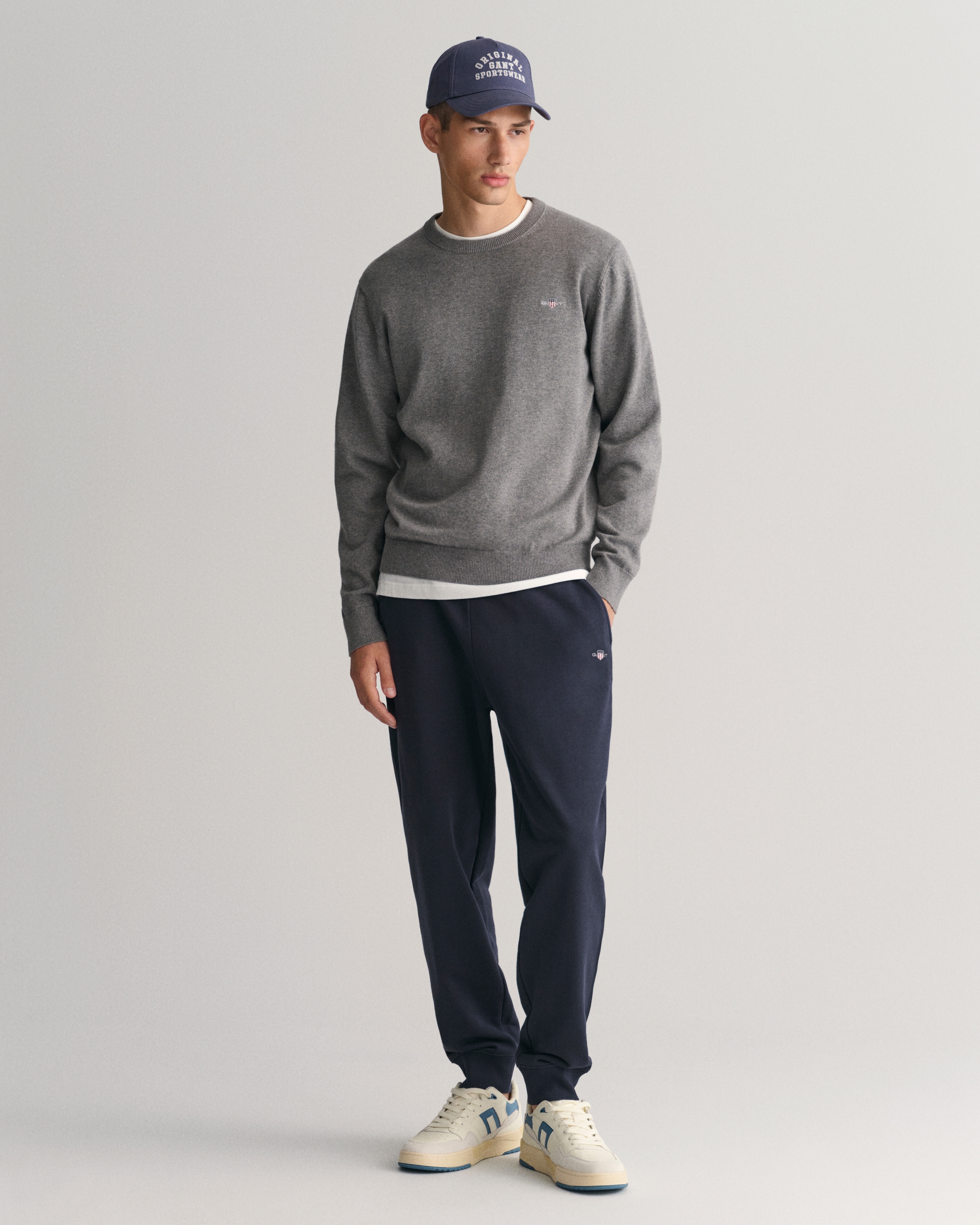 Gant Rundhalspullover »CLASSIC COTTON C-NECK«, Premium Strickpullver aus weicher 100% Baumwolle, Übergangspullover