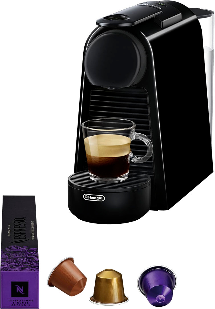 Nespresso Kapselmaschine »Essenza Mini Kapseln 7 3 EN85.B Jahren DeLonghi, Willkommenspaket inkl. von Black«, XXL Garantie mit mit
