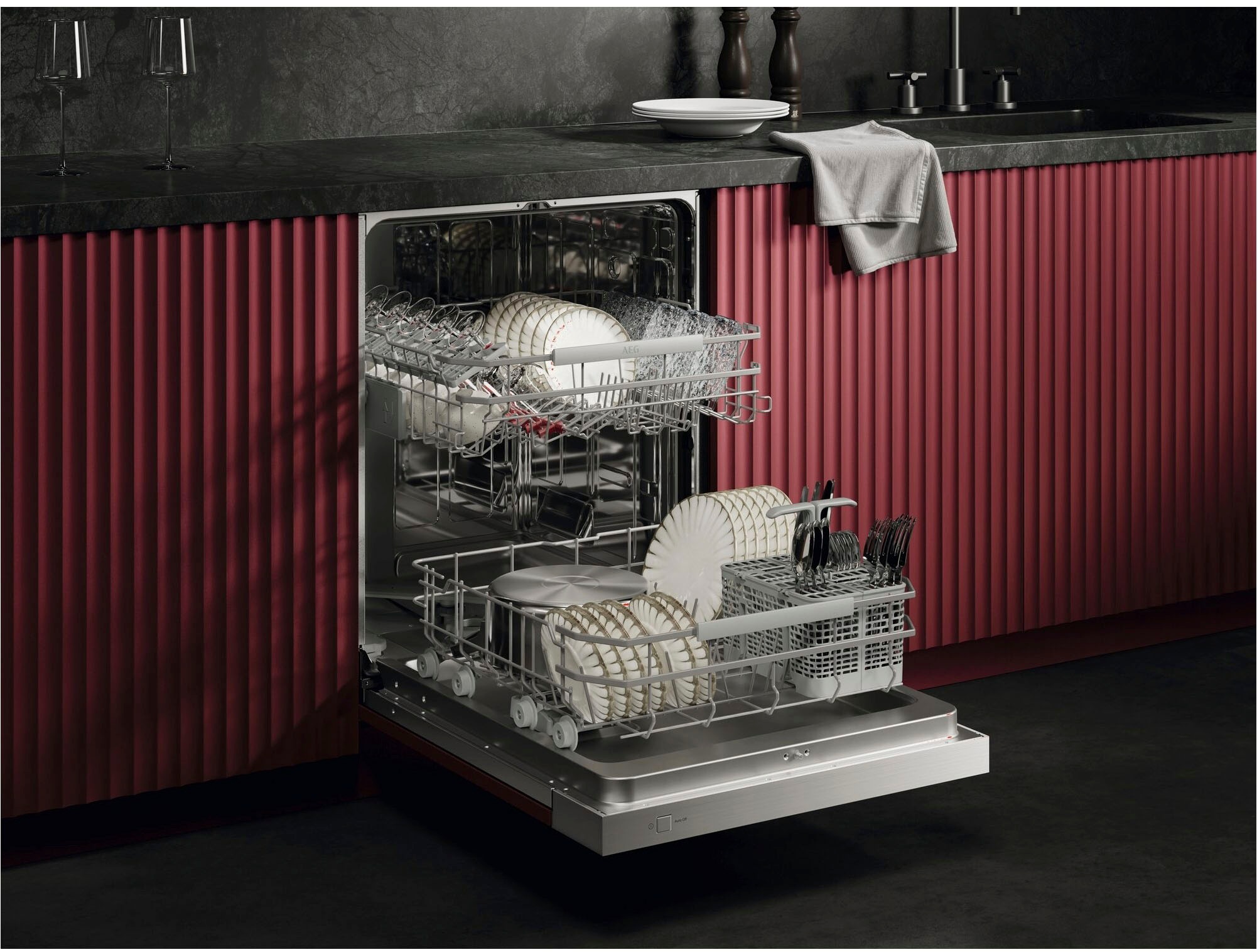 AEG teilintegrierbarer Geschirrspüler Serie 7000, 60 cm, WiFi »V72GTB10SNM« 13 tlg. Maßgedecke Wassersparende Spülmaschine: 8,4l im Eco-Programm-effiziente Reinigung