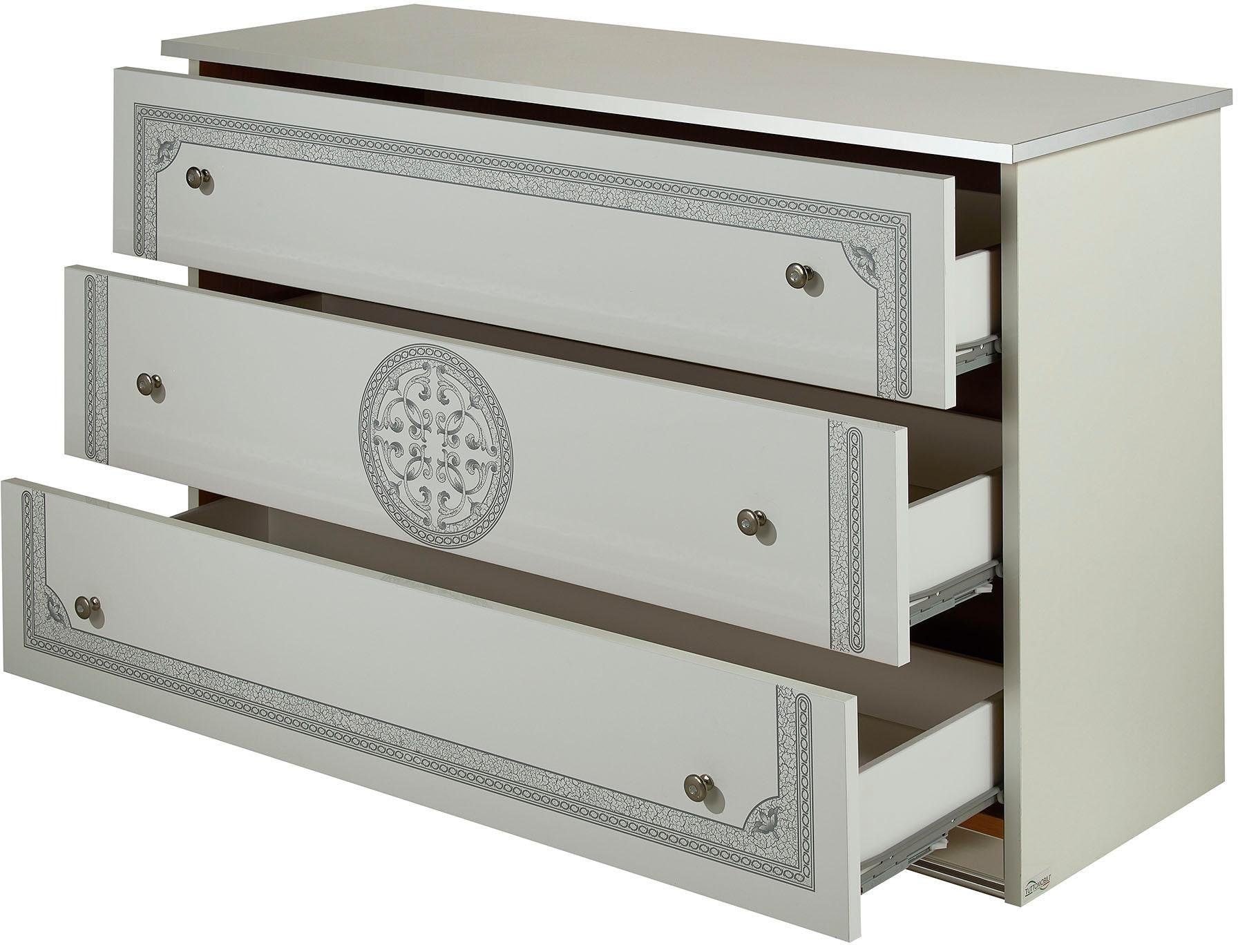 INOSIGN Schubkastenkommode »Greta, aus FSC-zertifiziertem Holzwerkstoff mit Dekor im Klassikstil«, (Maße (B/T/H): 113/42/73,5 cm), mit 3 Schubladen, soft-close-Funktion, Made in Italy