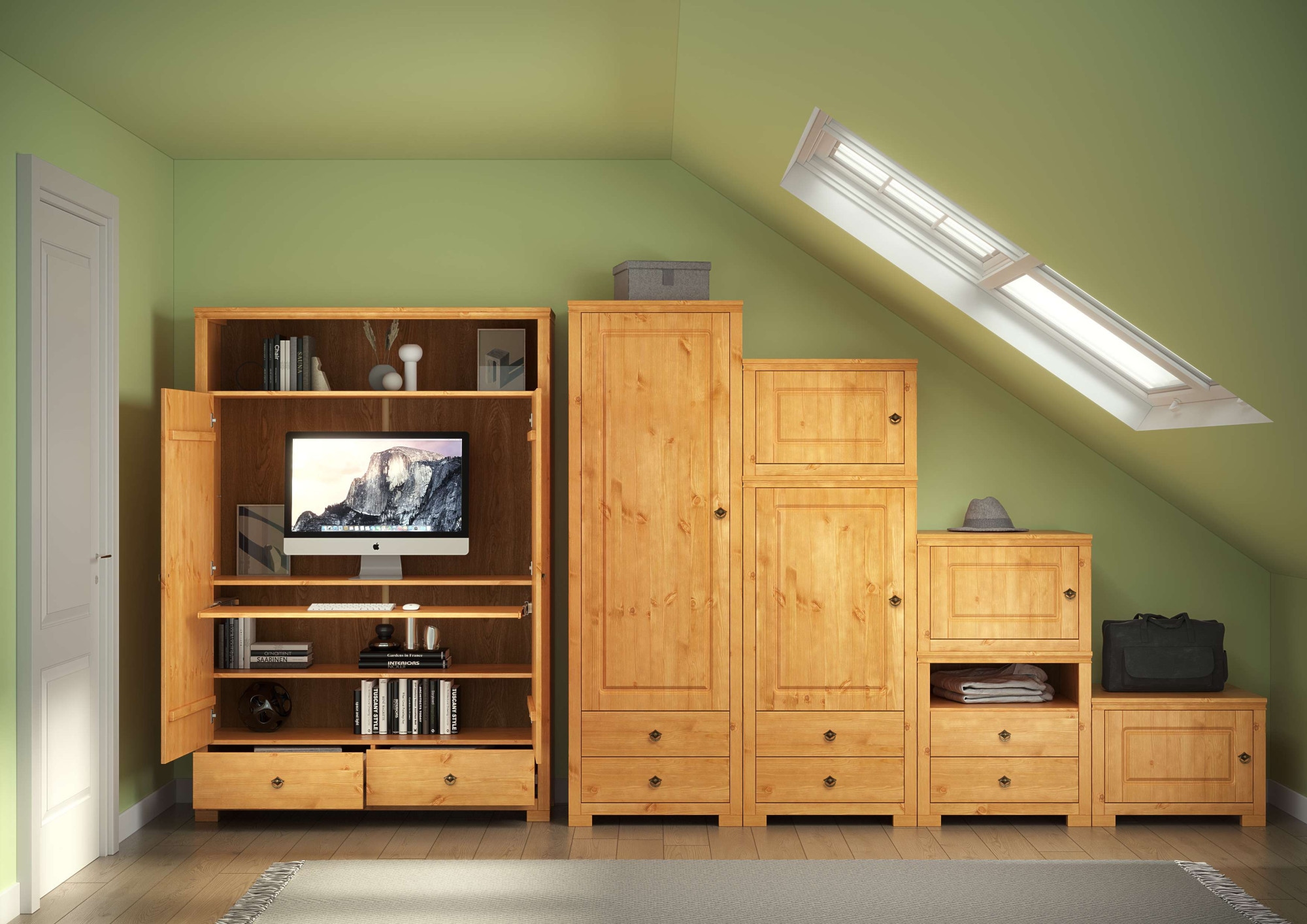 OTTO home Beistellschrank »Gotland, Schrankmodulsystem, einzeln oder mit der Serie kombinierbar«, (H/B/T ca. 60/60/52 oder ca. 44/60/52), massive Kiefer, variabel einsetzbar, auch für Dachschrägen