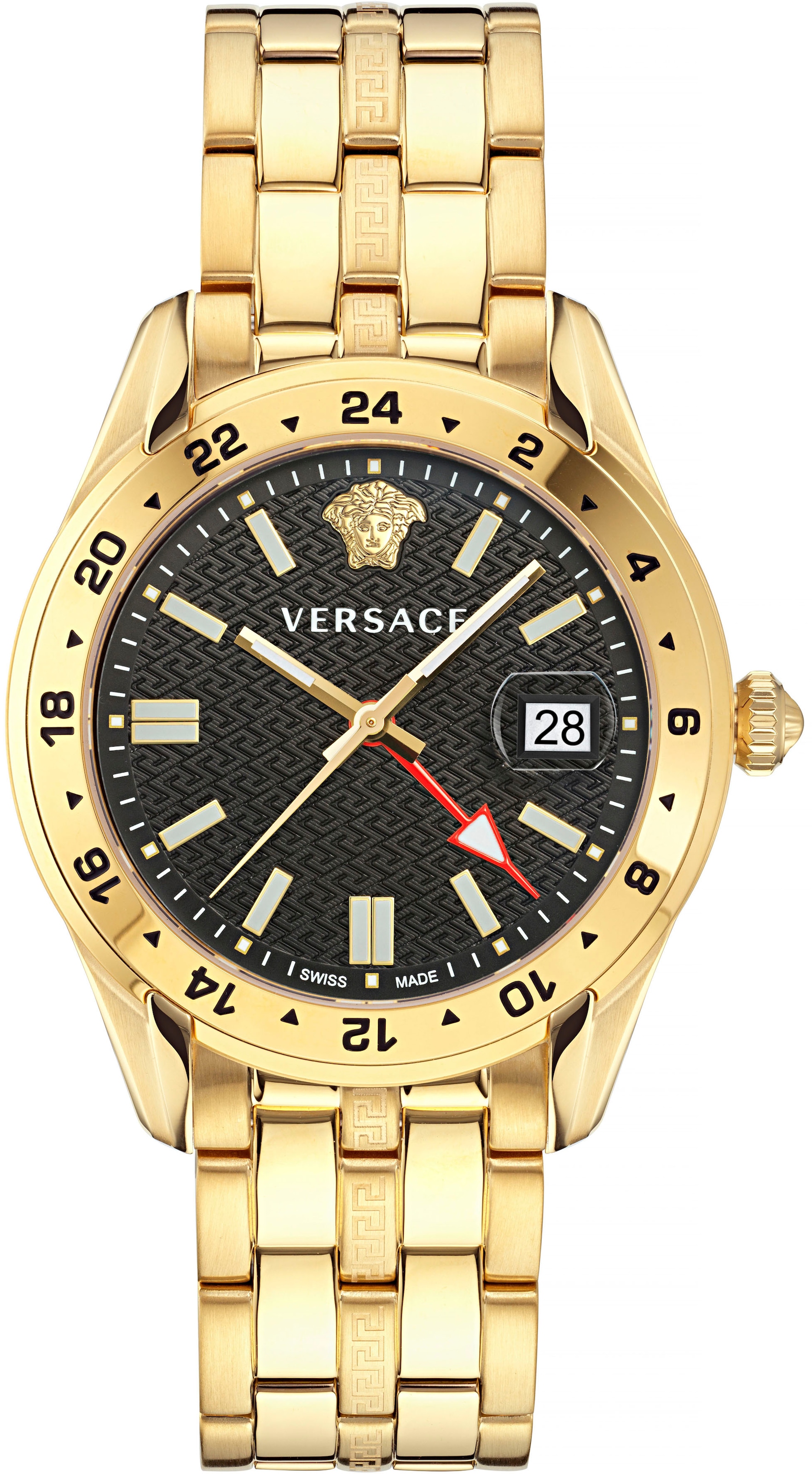 Quarzuhr »GRECA TIME GMT, VE7C00723«, Armbanduhr, Herrenuhr, Datum, Swiss Made,...