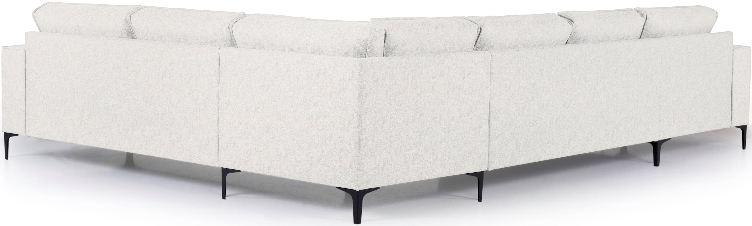 PLACES OF STYLE Wohnlandschaft »XXL Sofa Oland, Struktur, Flachgewebe, Luxus-Microfaser, Boucle« U-Form, 342 cm, Wellenunterfederung, Skandi-Design, Metallfüße