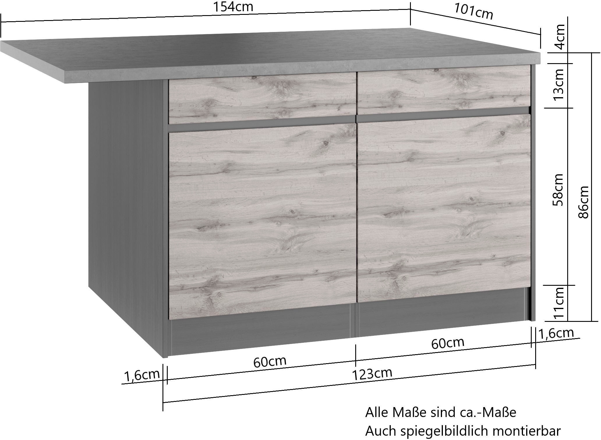 KOCHSTATION Winkelküche »KS-Riesa«, Stellbreite 490/153 cm, ohne E-Geräte