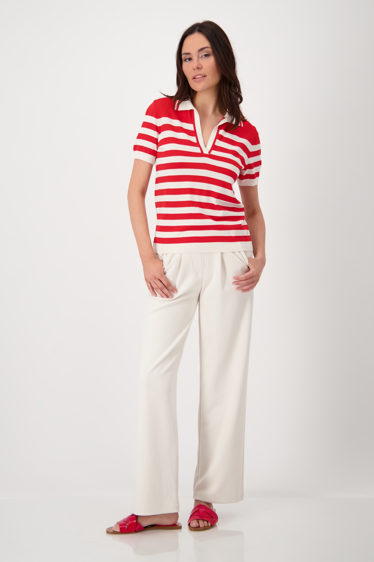 Monari Polokragenpullover, mit Streifen