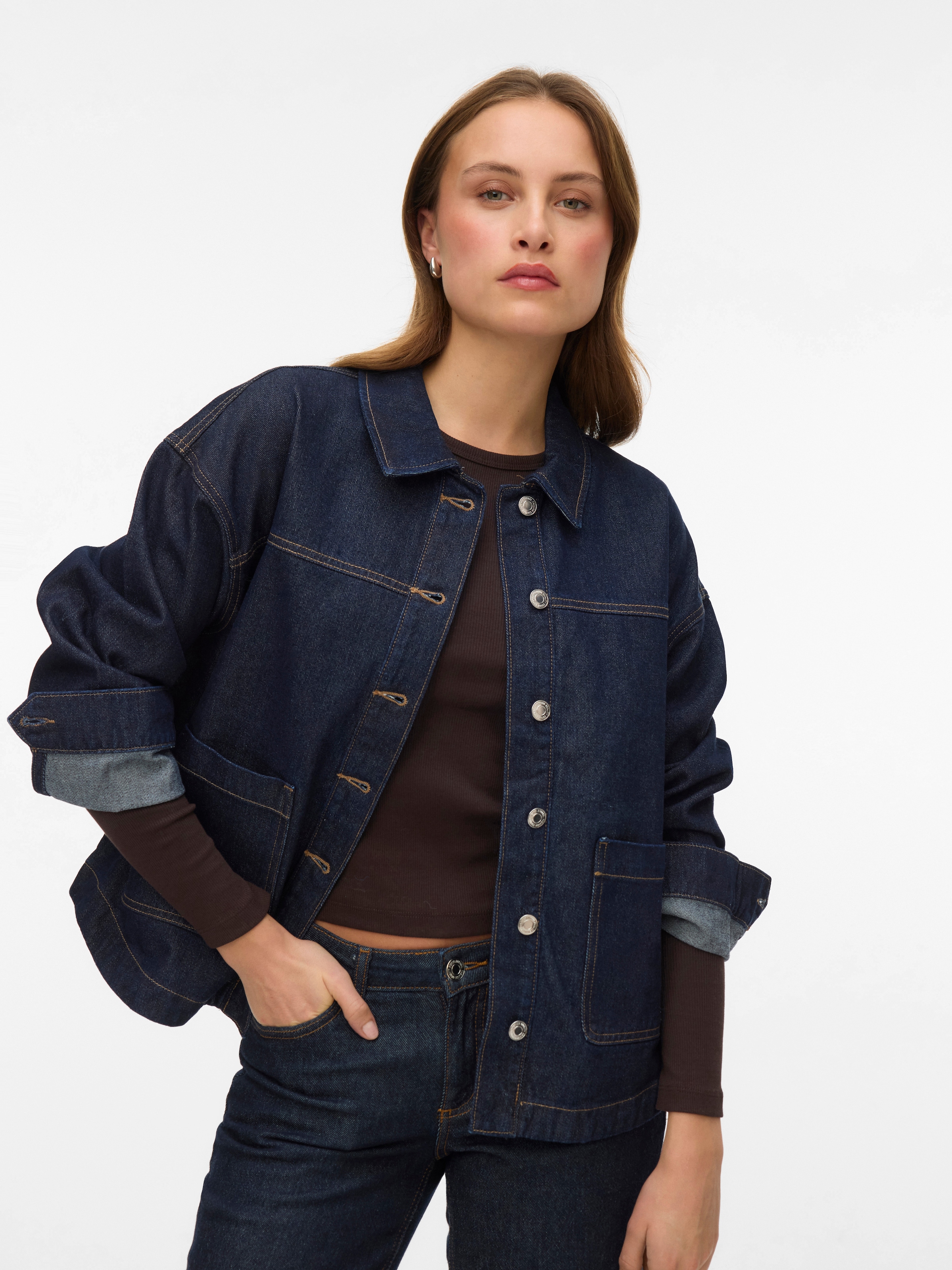Vero Moda Jeansjacke »VMJAMIE LS DENIM SHACKET MIX NOOS« Baumwollmischung