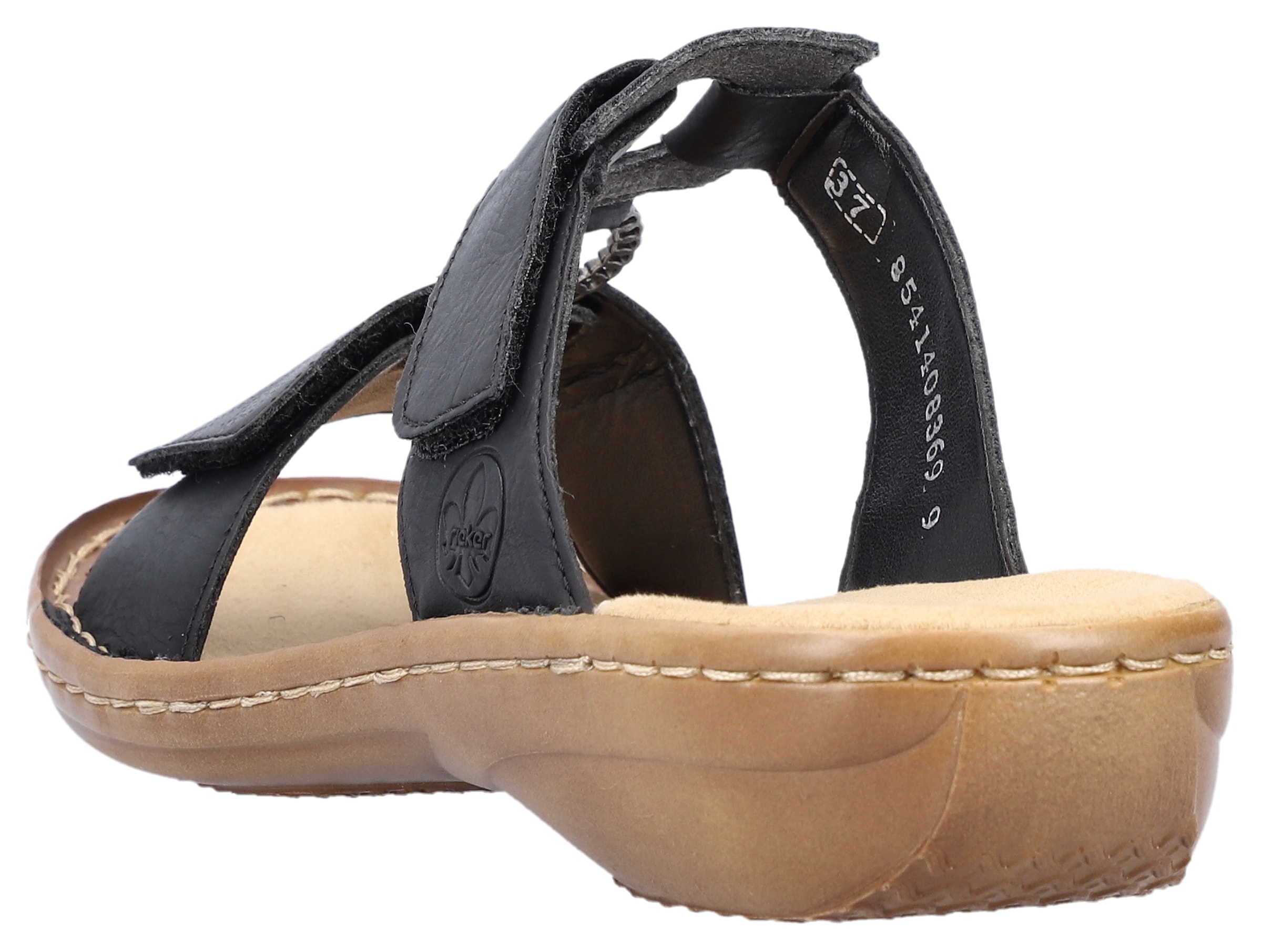 Rieker Pantolette, Keilabsatz, Sommerschuh, Schlappen mit Schmuckring