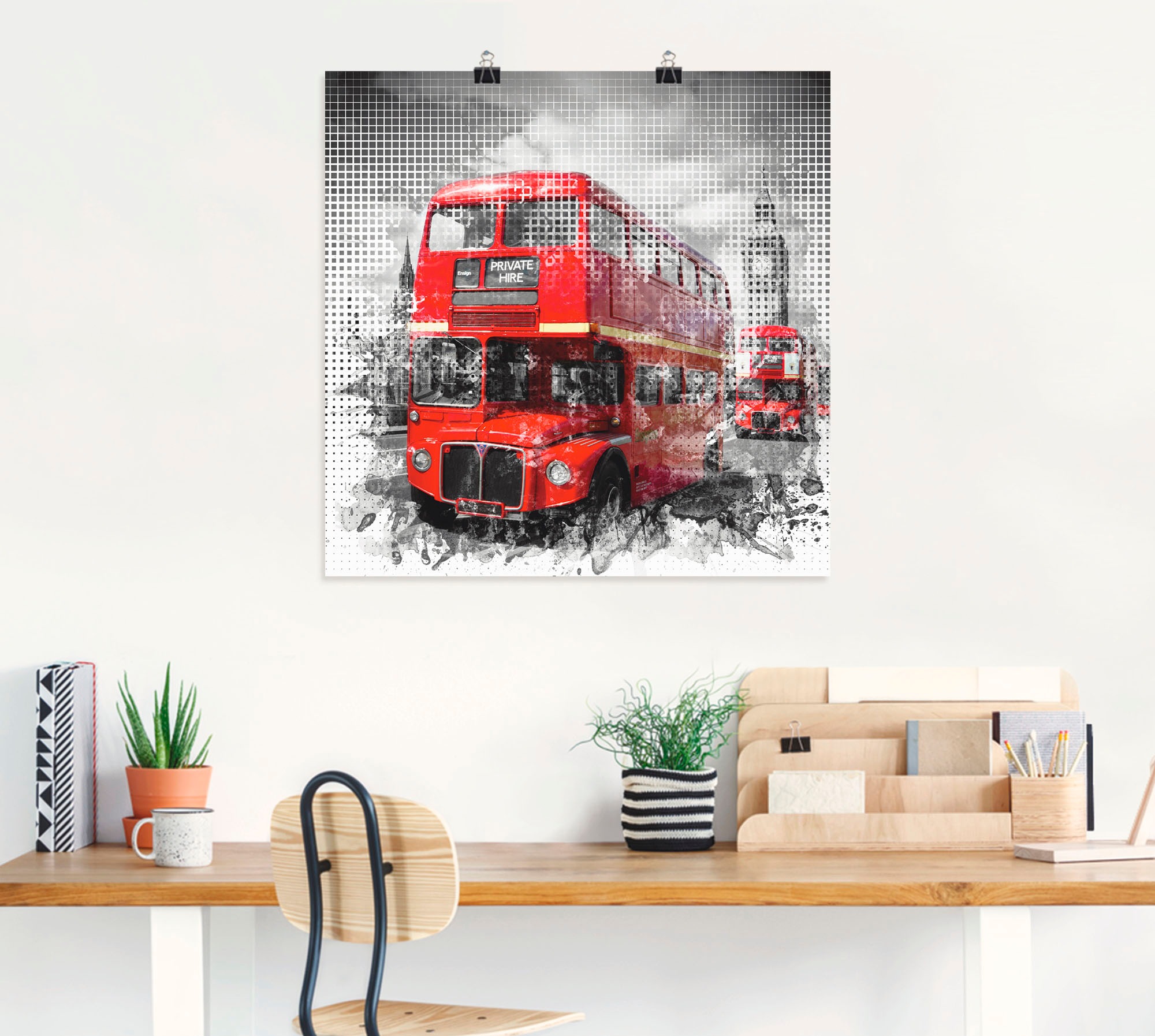 Artland Wandbild »London Westminster Rote Busse«, Auto, (1 St.), als Poster in verschied. Größen