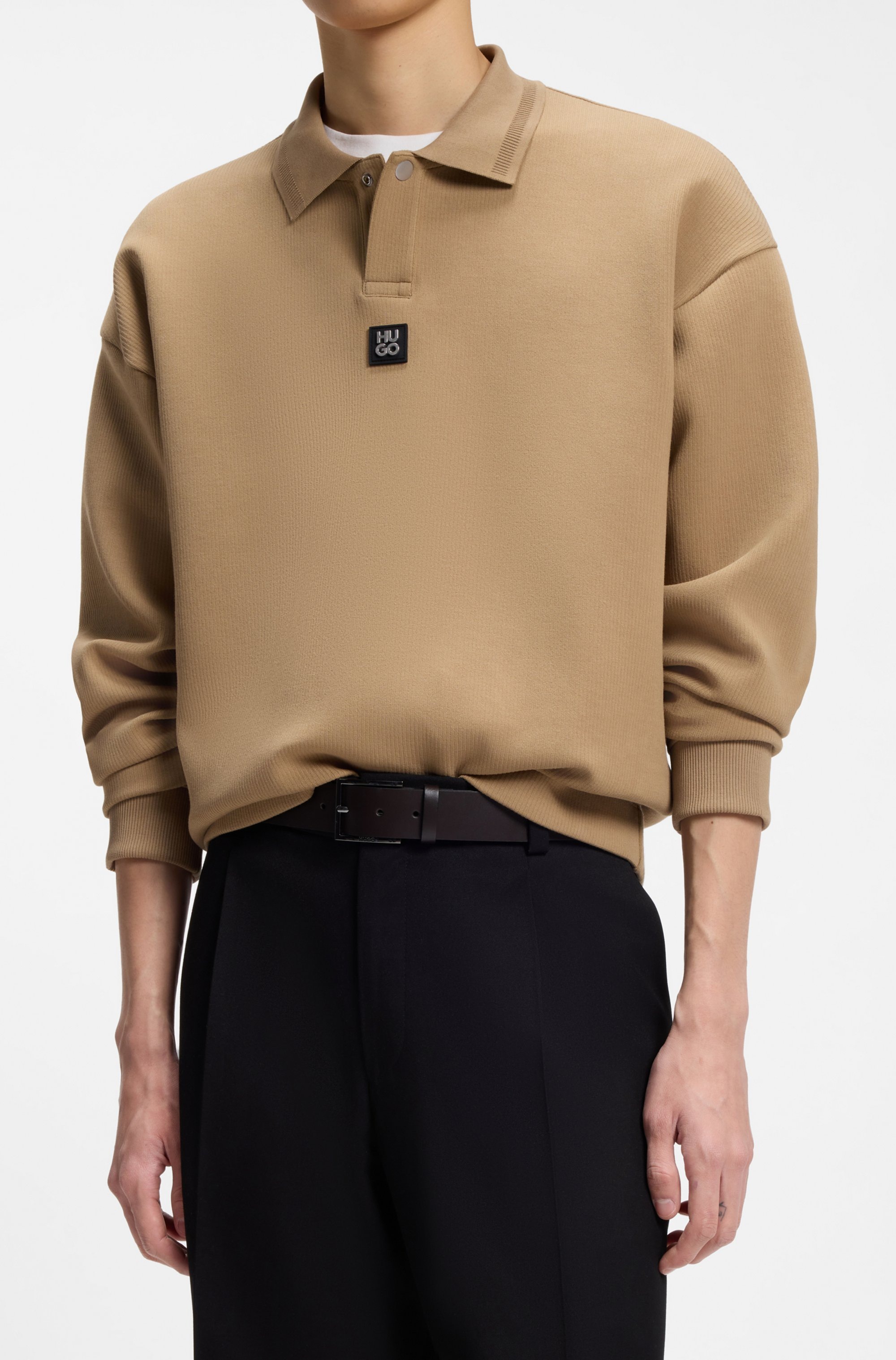 HUGO Ledergürtel »Geek_Sz35« mit kontrastfarbenen Nähten und dezenter Metallschliesse