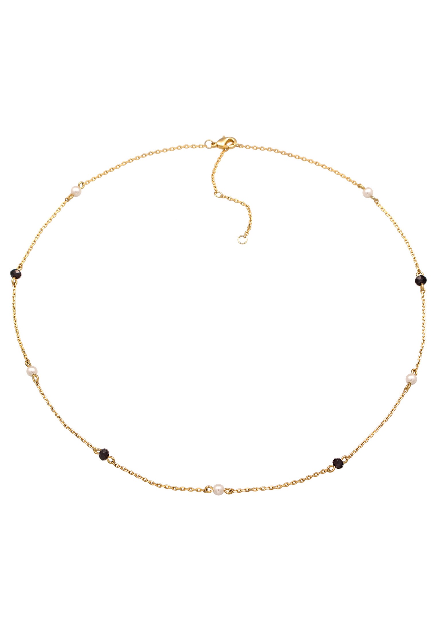 Elli Silberkette »Halskette Kristalle Perlen Zart Elegant Goldfarben«