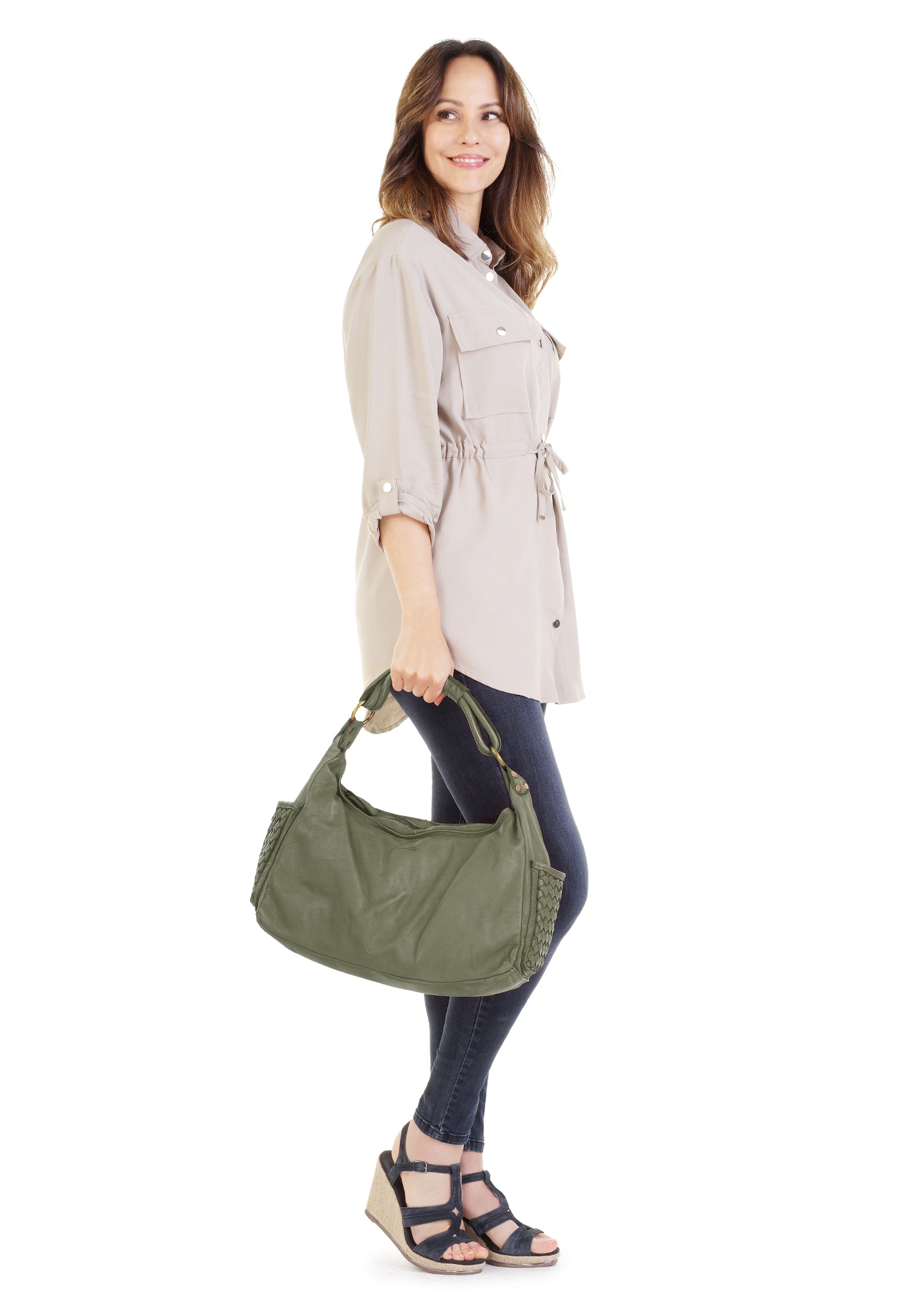 Samantha Look Henkeltasche, echt Leder, Made in Italy