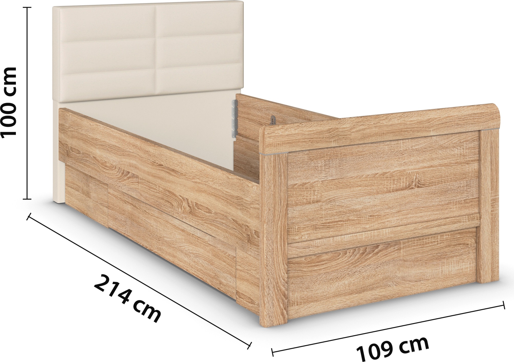 rauch Stauraumbett »Bett Einzelbett Stollenbett Bettkästen EVELYN«, in Komforthöhe mit Polsterkopfteil sowie Schubladen MADE IN GERMANY