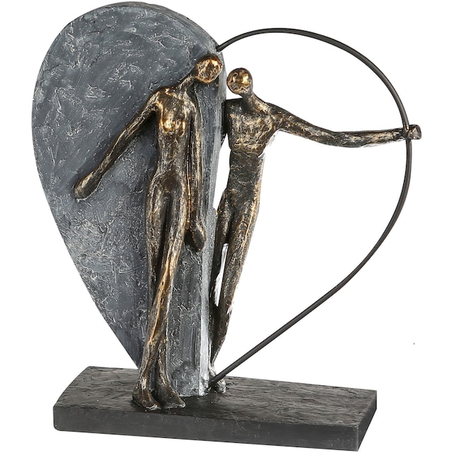 Casablanca by Gilde Dekofigur »Skulptur Heartbeat, bronze/grau«, (1 St.),  Dekoobjekt, Höhe 31 cm, Herz Form, Wohnzimmer auf Rechnung kaufen