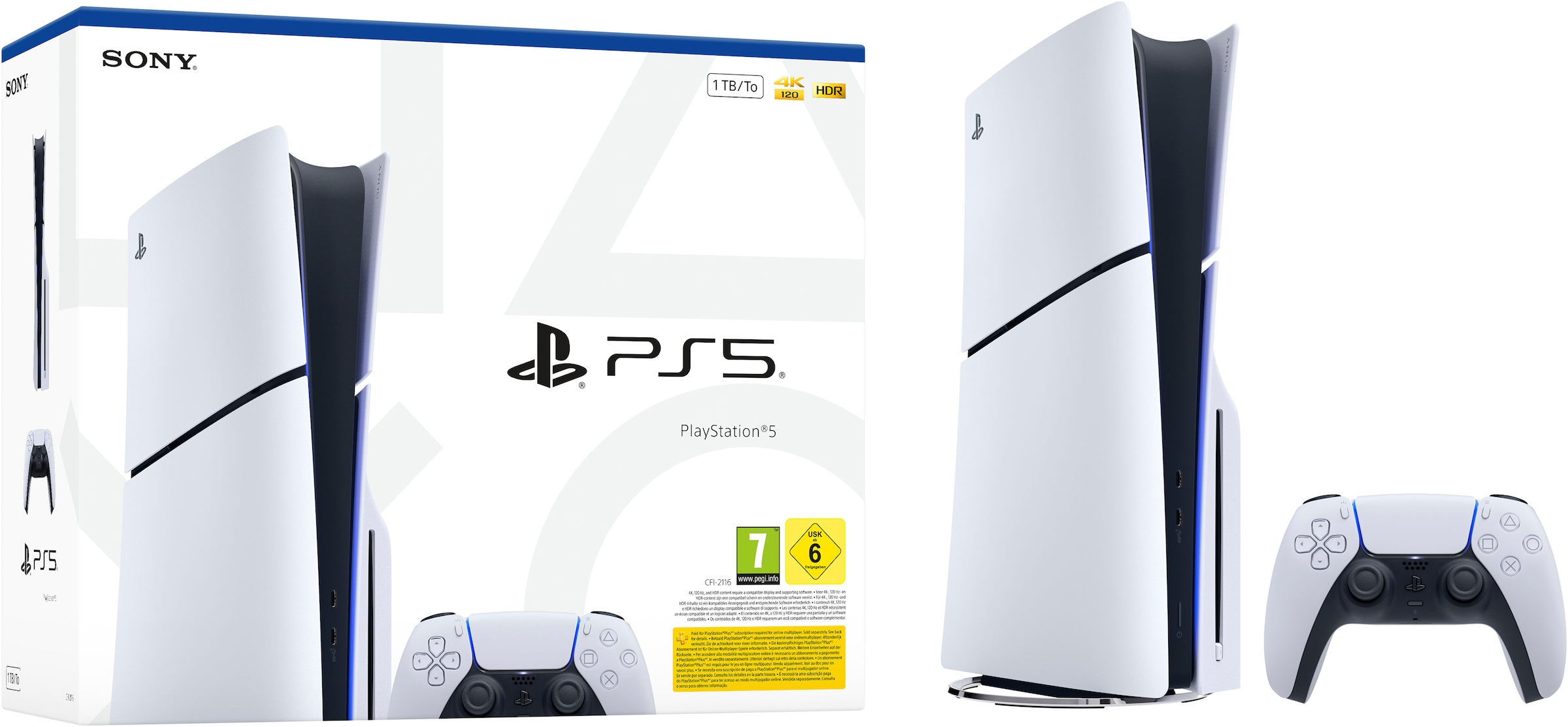 PlayStation 5 Spielekonsole »Disk Edition (Slim)« 1.000 GB 1 TB + 3 Monate Gratis PS+ Premium im Wert von 50€