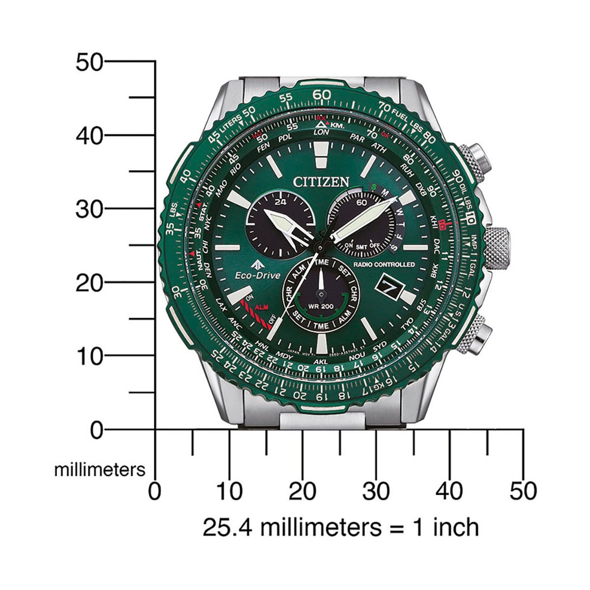 Citizen Funkchronograph »Promaster Sky«, Armbanduhr, Herrenuhr, Solar, Stoppfunktion, bis 20 bar wasserdicht