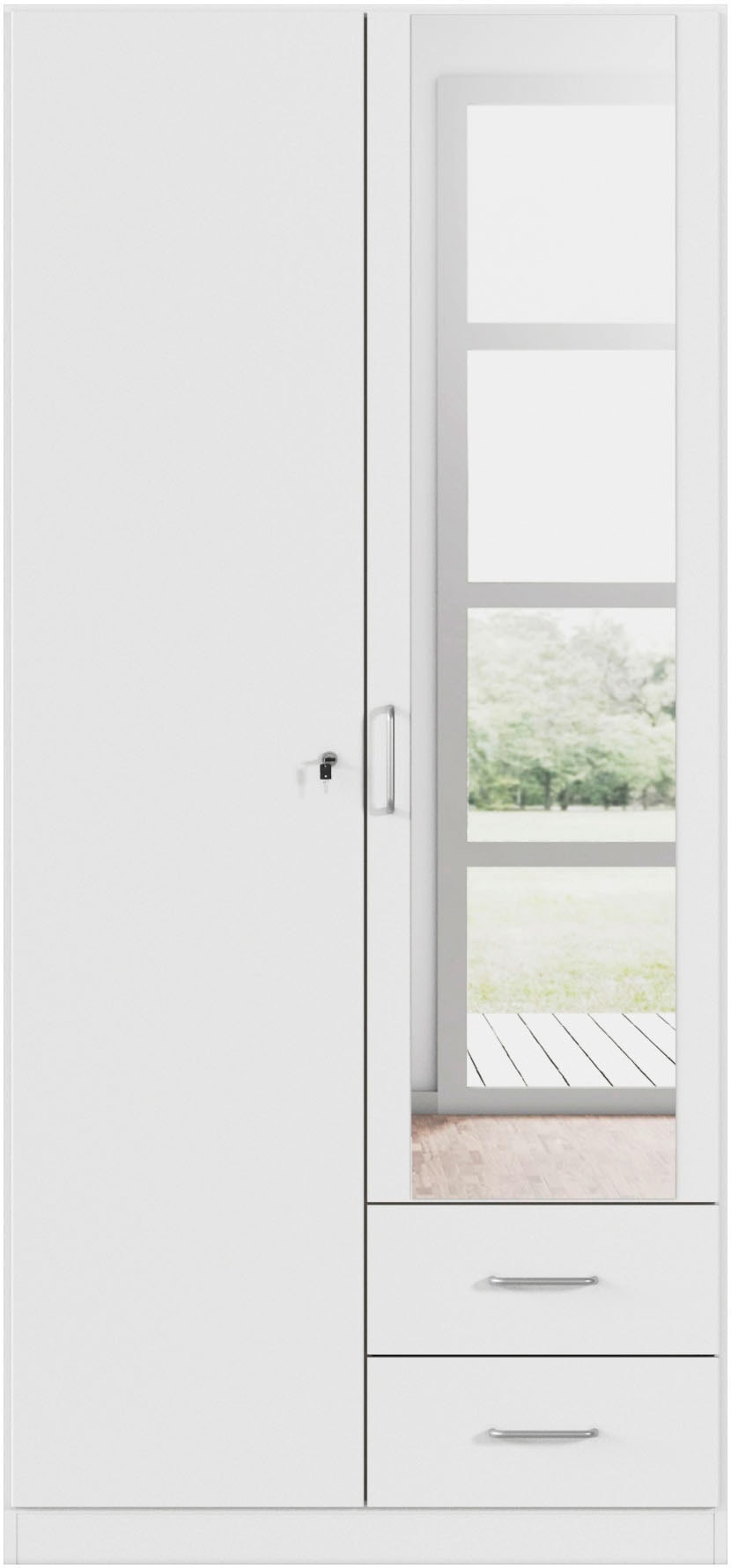 rauch Kleiderschrank »Schrank Garderobe Garderobenschrank Putzschrank Wäscheschrank BERGHEIM« Breiten 91/136/181 cm, Höhe 197 cm,  2 Außenschubladen, Tür/en abschließbar je 2 Schlüssel MADE IN GERMANY