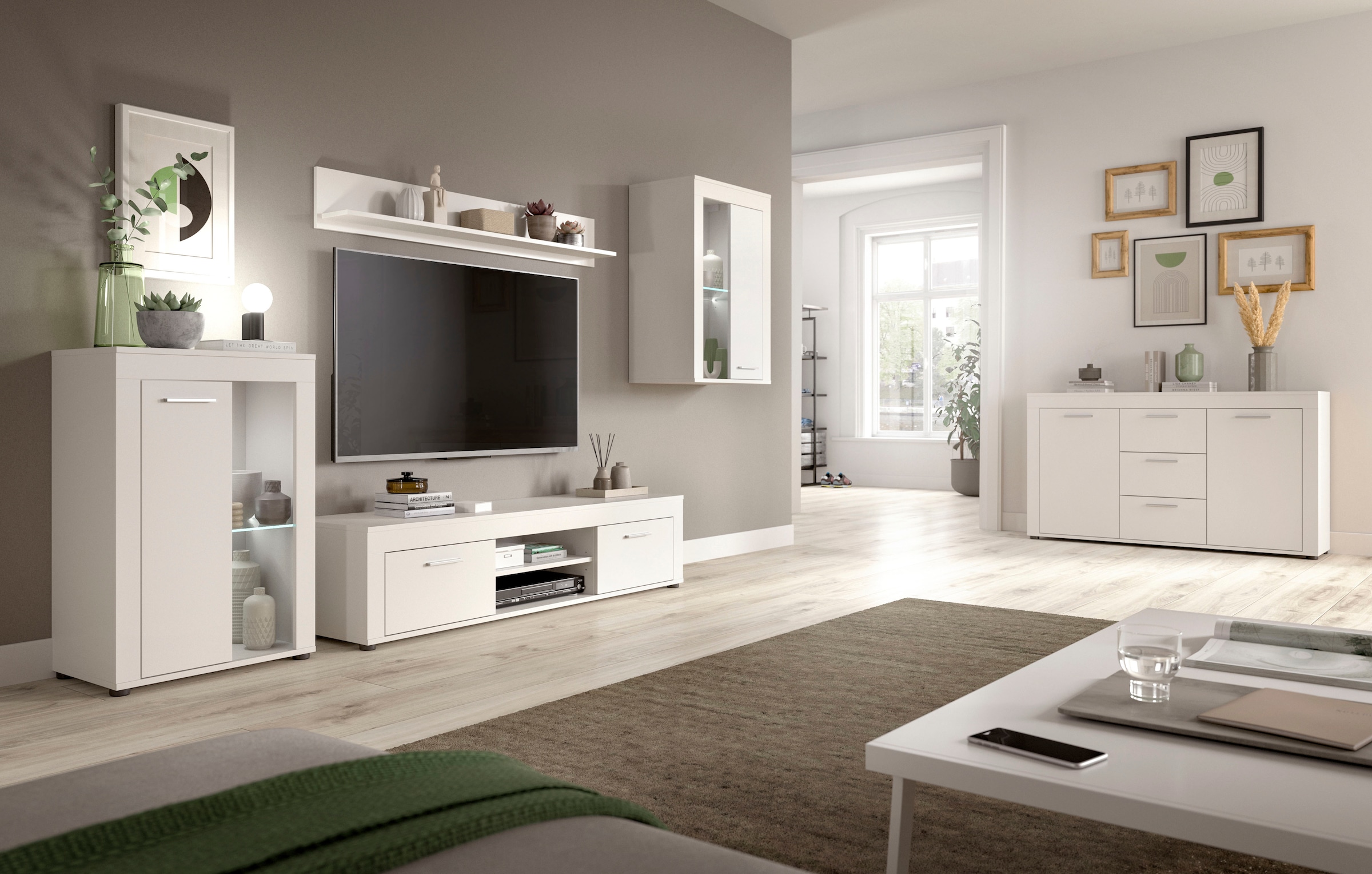 INOSIGN Vitrine »Aosta, Breite 60 cm, stehend oder hängend, in verschiedenen Farben«, Türanschlag wechselbar, 1 Glaseinlegeboden, Hängeeitrine, Standvitrine