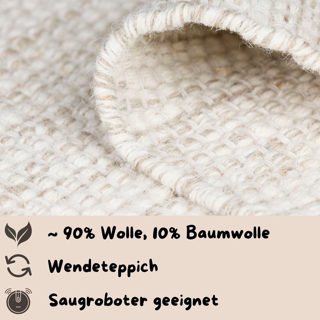 andas Wollteppich »Woolscape«, rechteckig, Wendeteppich, handgewebte Qualität, meliert, reine Wolle, Wohnzimmer