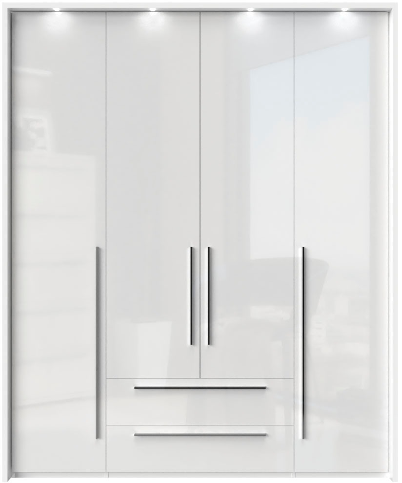 Places of Style Drehtürenschrank »Piano«, weiß, verschiedene Breiten mit 2 Schubladen, inklusive Beleuchtung