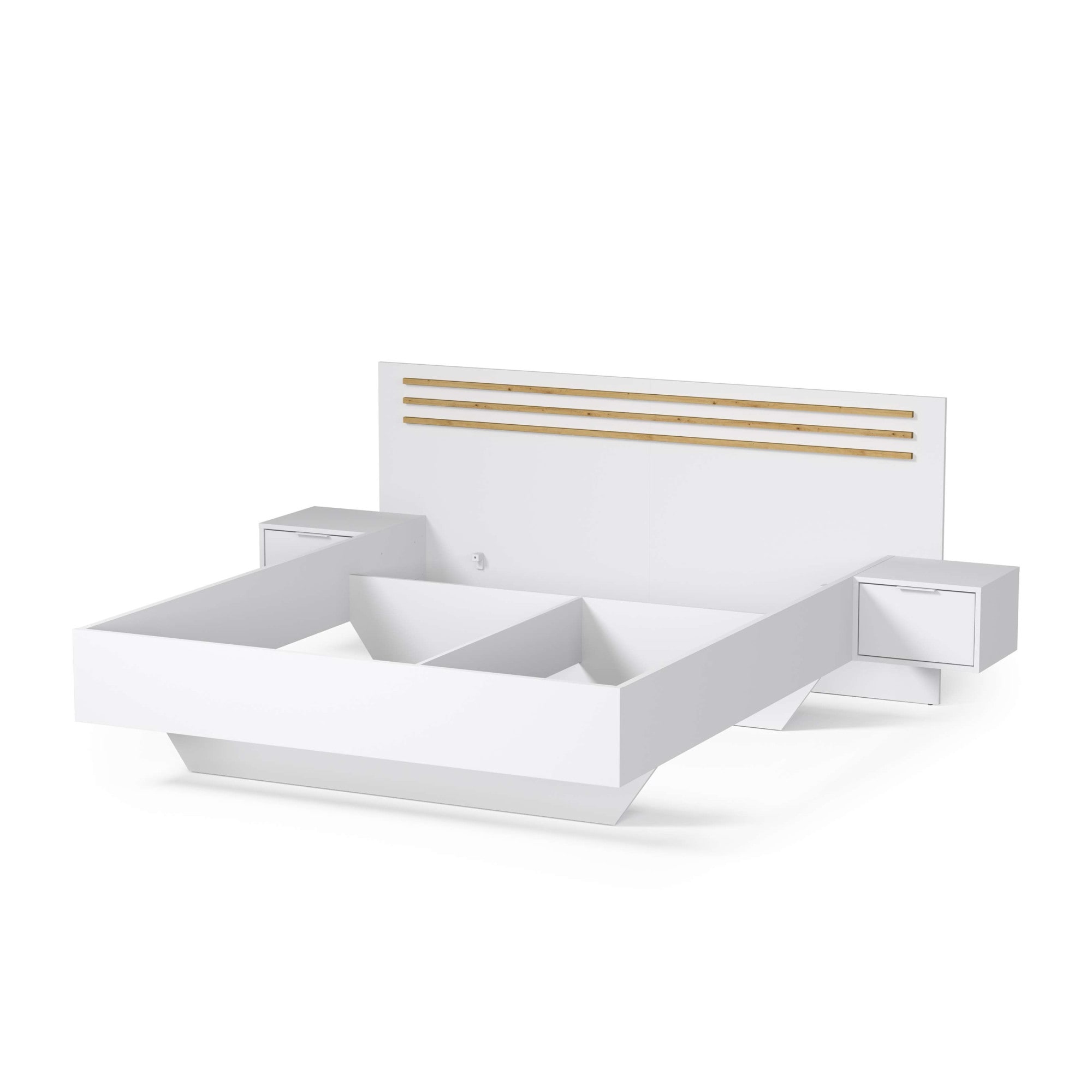 INOSIGN Bett »Bettgestell Calera mit zwei Nachttischen (Schlaffläche 180x200 cm)«, (Set, Bett mit 2 Nakos und 2 Schubladen), Bettgestell, mit Schubladen, BxTxH 265x204x96 cm