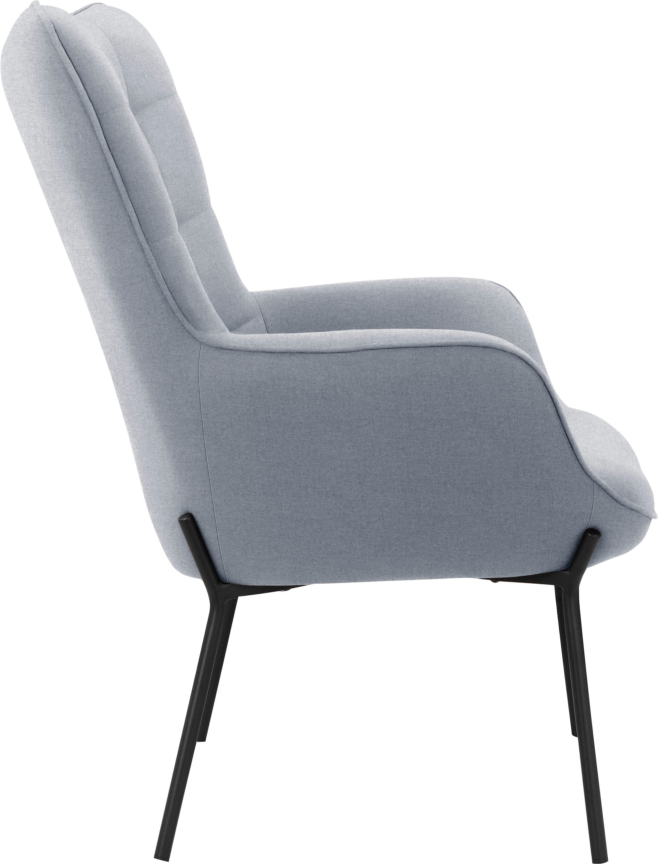 OTTO products Loungesessel »Luukas, Ohrensessel mit Metallbeinen,«, (1 St.), Stoff recyceltes Polyester, Sitz und Rücken gepolstert, Sitzhöhe 46 cm