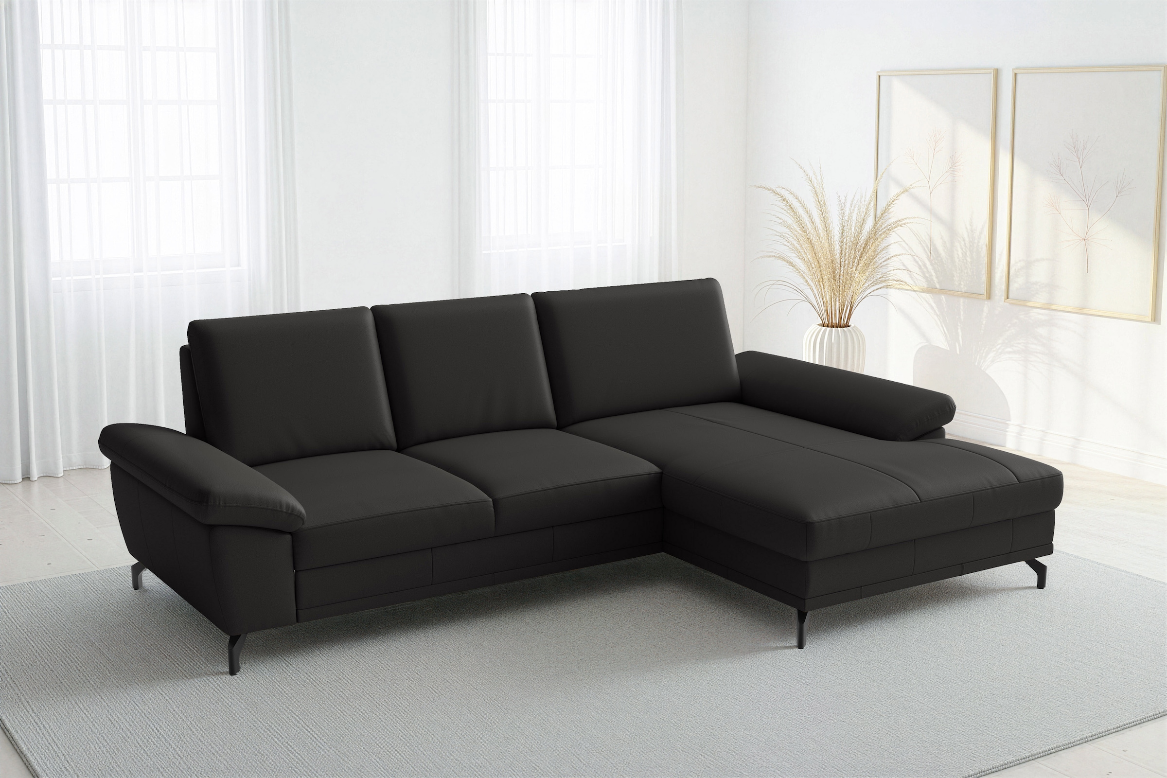 sit&more Ecksofa »Chelsea L-Form, B: 264 cm, Leder, inkl. Sitztiefen-&Armteilverstellung« optional mit Schlaffunktion und Bettkasten