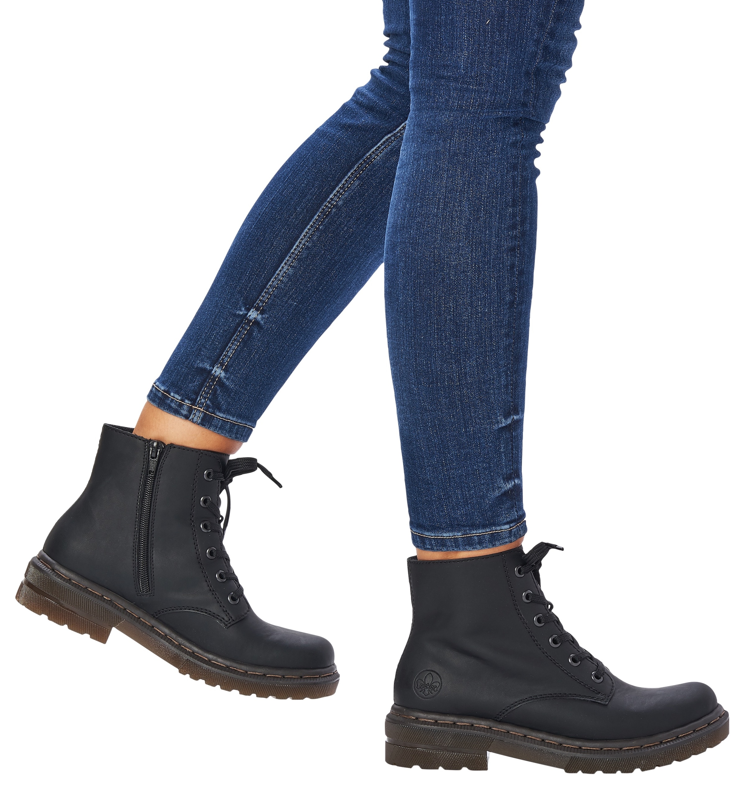 Rieker Schnürboots  , Schnürstiefelette, Blockabsatz, mit Logoprägung