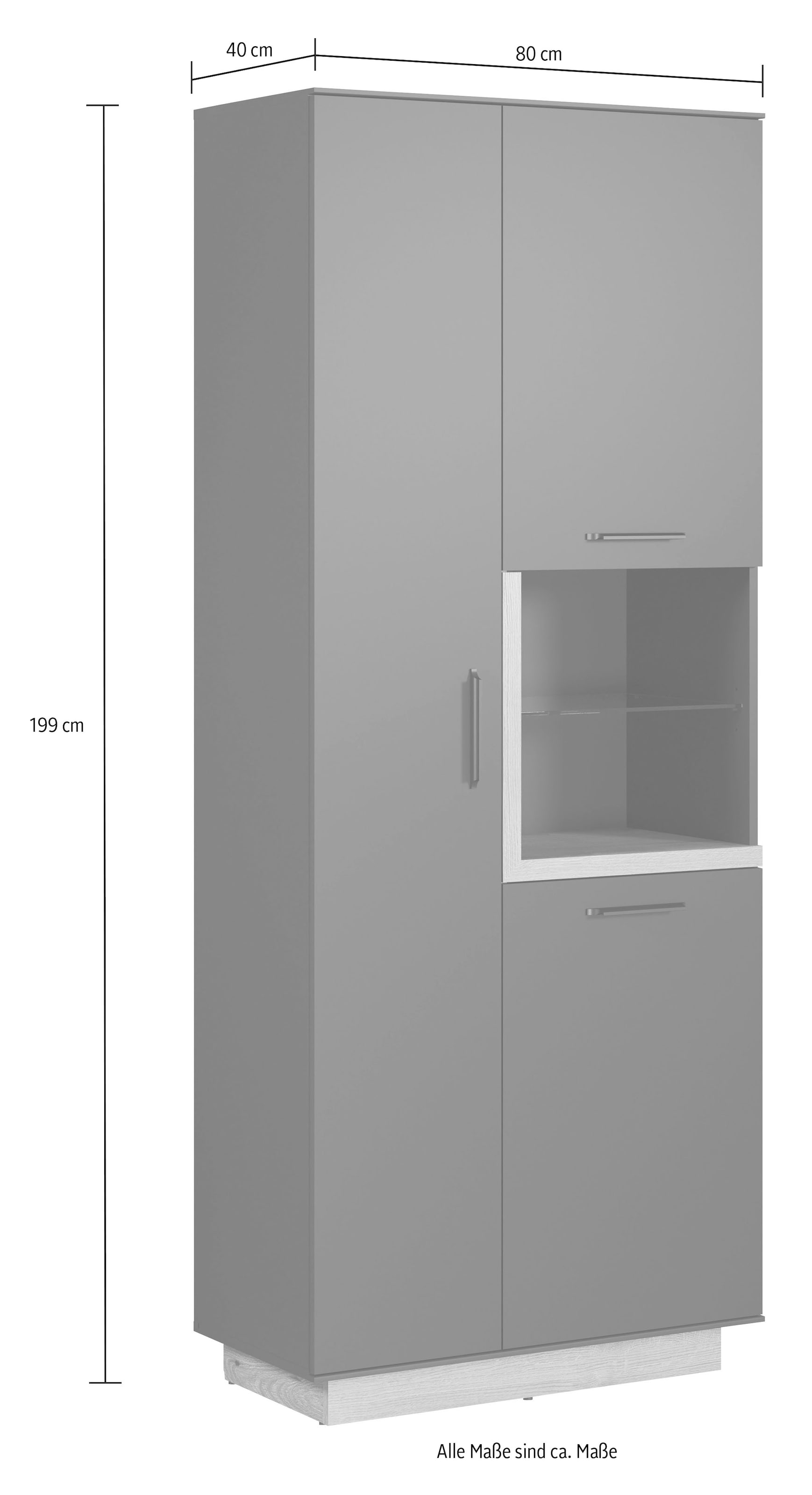 »Premont«, stehend cm Stauraumvitrine St.), breit, moderne Eiche, ca. zweifarbiger kaufen bequem 80 Schrank, (1 INOSIGN