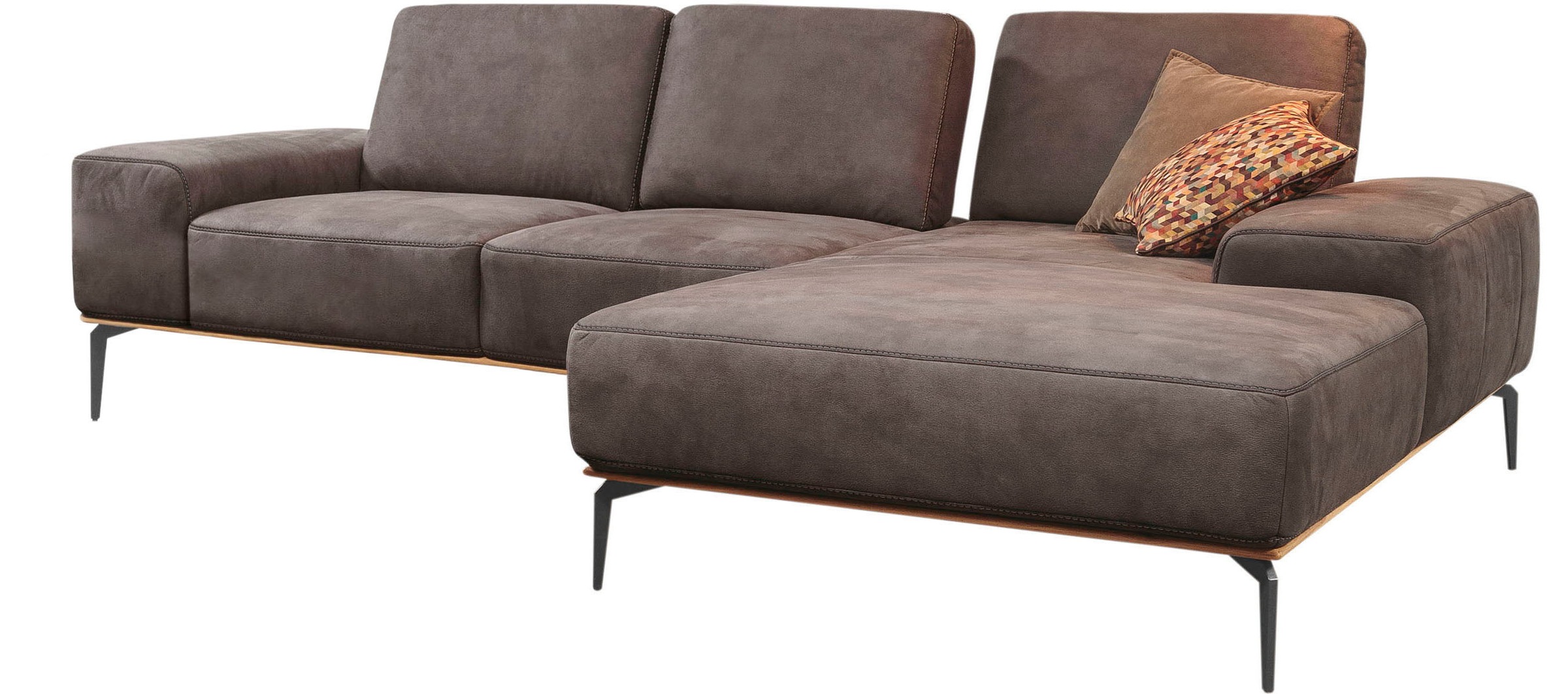 W.SCHILLIG Ecksofa »run, Designsofa mit tollem Sitzkomfort, bequem, L-Form« mit Holzsockel, Füße in Schwarz pulverbeschichtet, Breite 279 cm