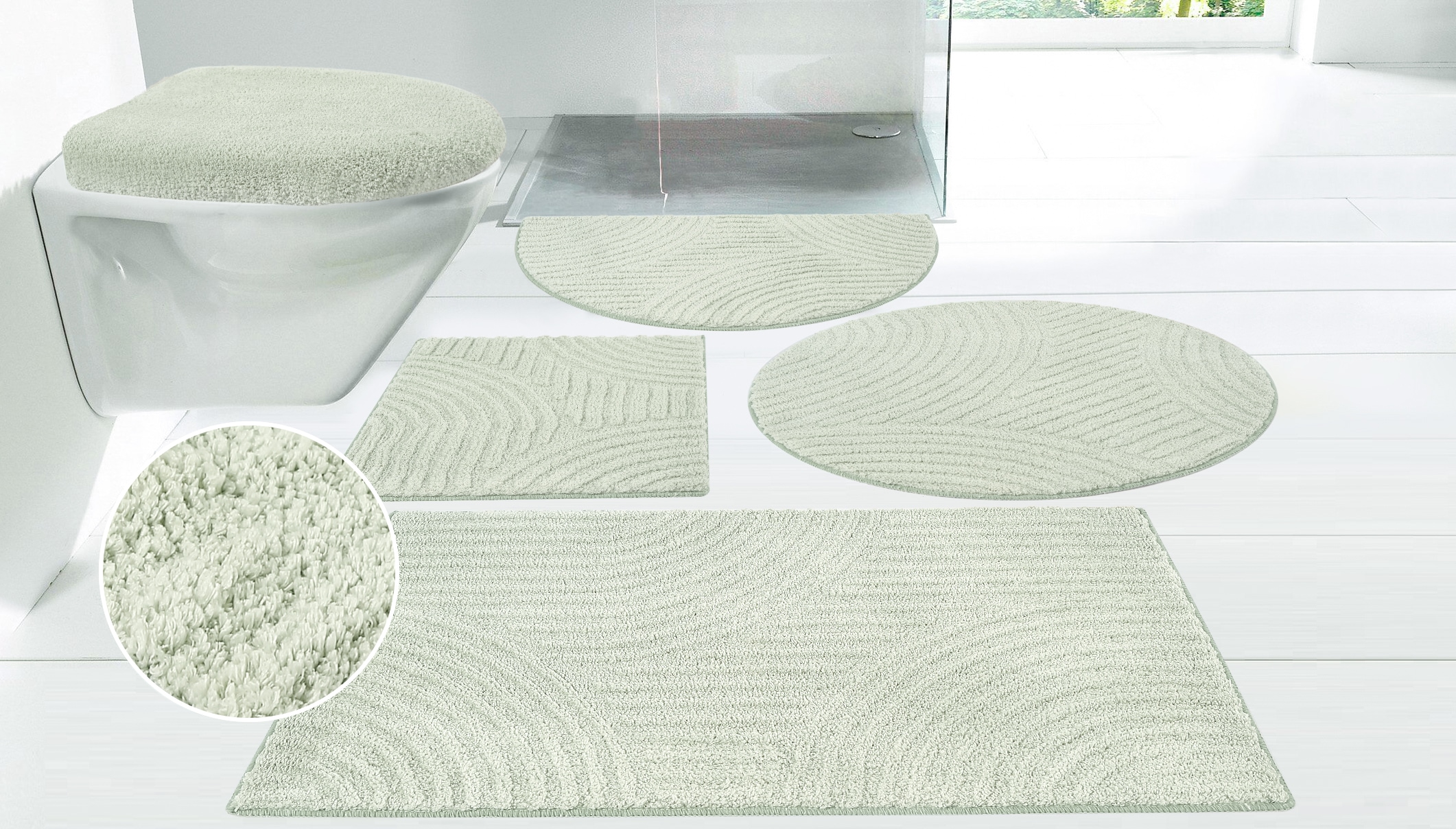 OTTO home Badematte "Ognon, Scandi, Boho, modernes Muster" Höhe 15 mm rutschhemmend beschichtet fußbodenheizungsgeeignet  schnell trocknend  strapazierfähig Badteppich, Uni Farben, Hoch-Tief-Effekt