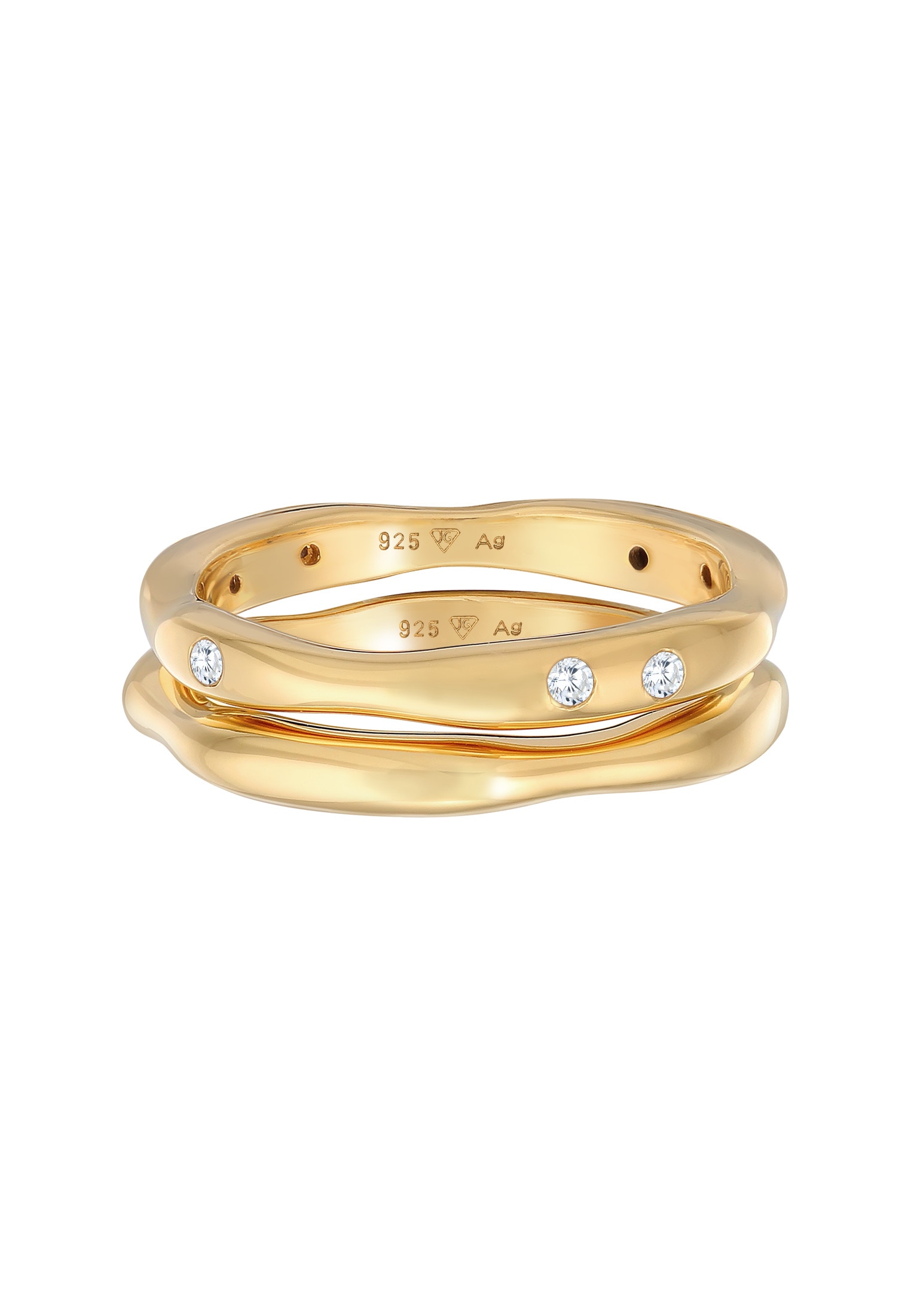 Elli Ring-Set »Ring Zirkonia Stapelring Bandring Basic 2er Set 925 Ring«